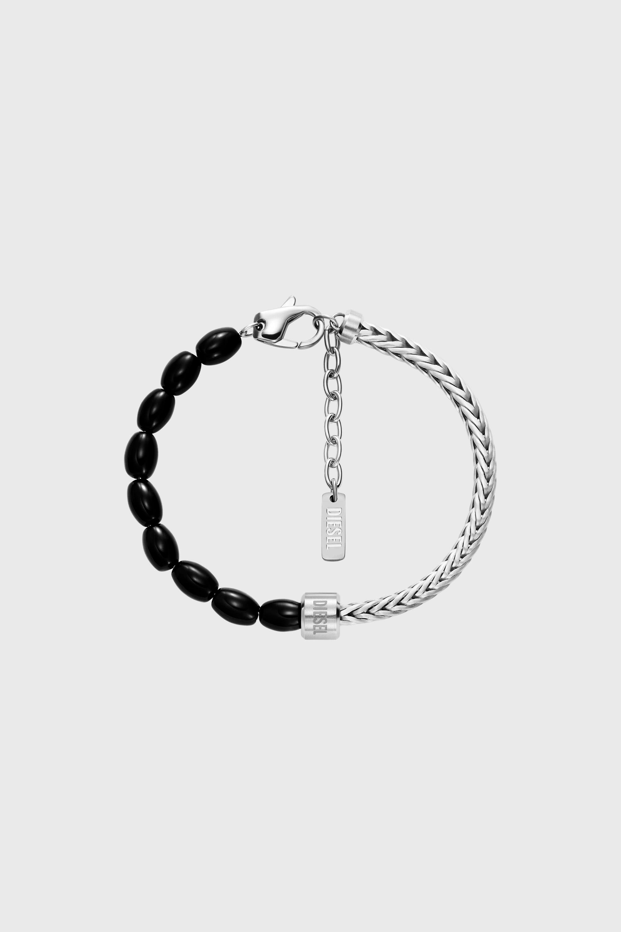 Diesel - DX1714040, Unisex Armband mit schwarzen Achatperlen in Silber/Schwarz - 1