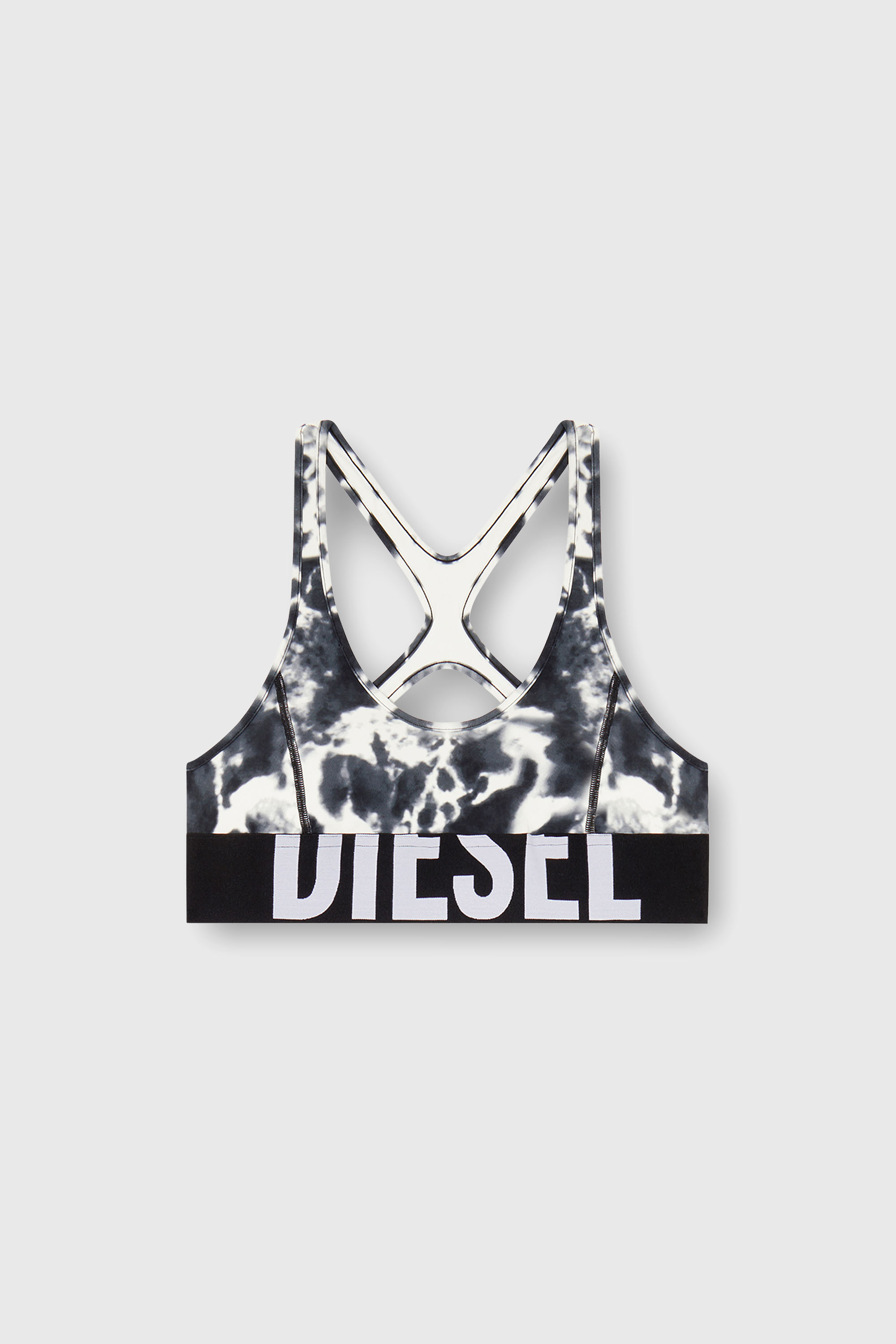 Diesel - ALLISON-D-POP, Damen Sport-BH aus bedruckter Mikrofaser in Weiss/Schwarz - 2