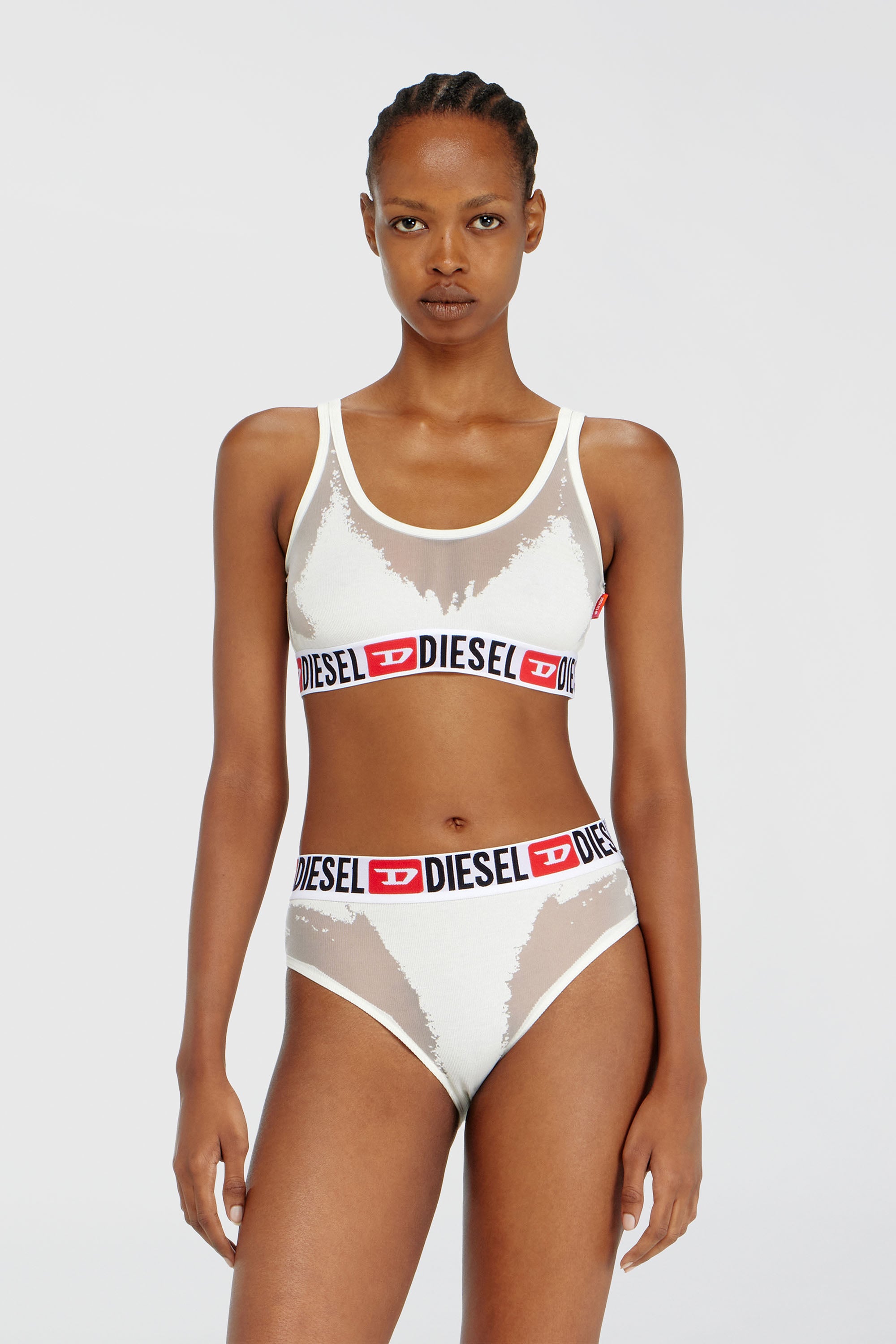 Diesel - PR-ORIBA-D-CORE, Damen Bralette mit transparentem Devor&eacute;-Effekt in Wei&szlig; - 1