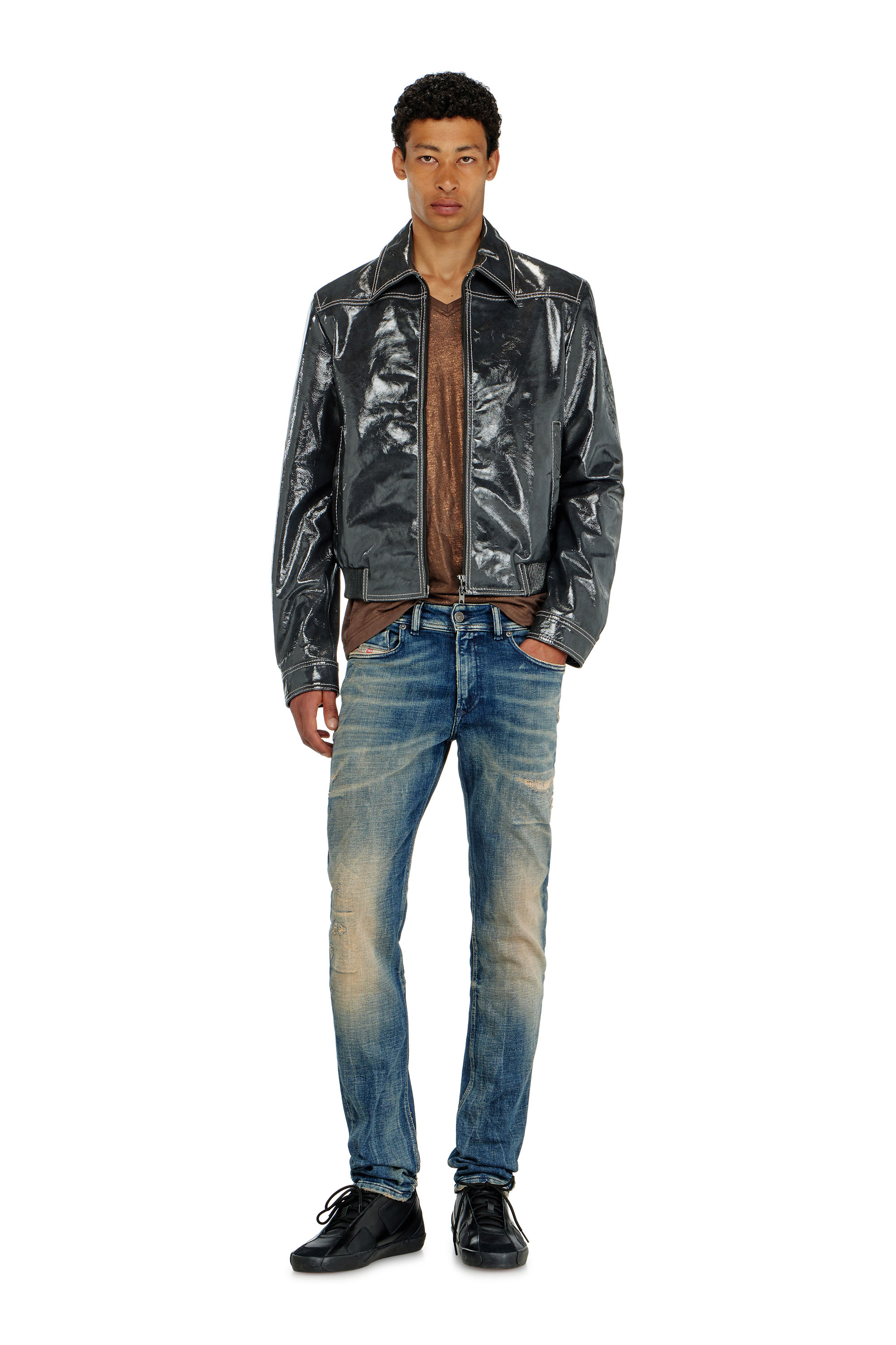 Diesel - L-ADDI, Herren Patent-leather jacket in Dunkelgrau - 2