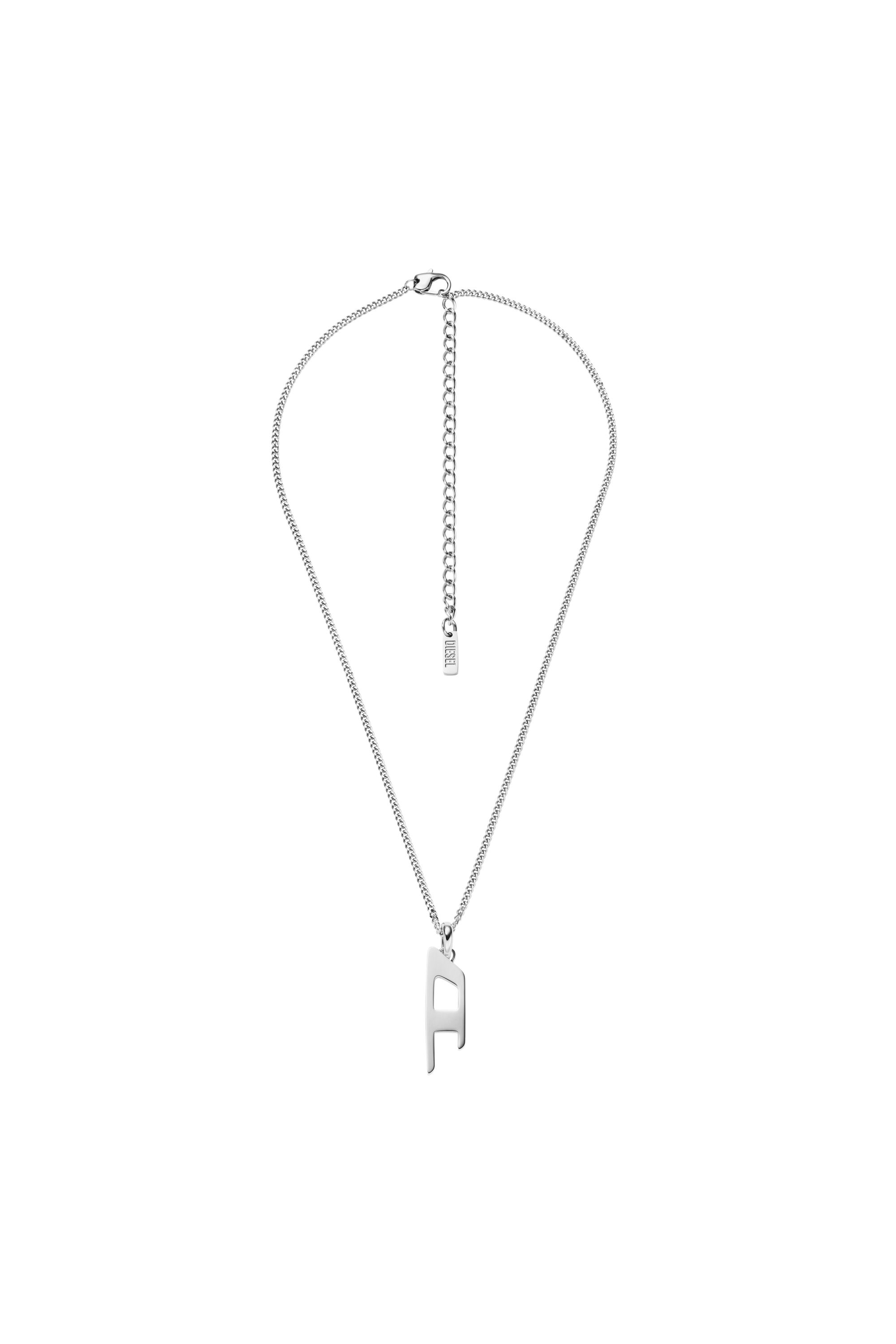 Diesel - DX1625040 JEWELLERY, Unisex Halskette mit D-Logo-Anhänger aus Edelstahl in Silber - 1
