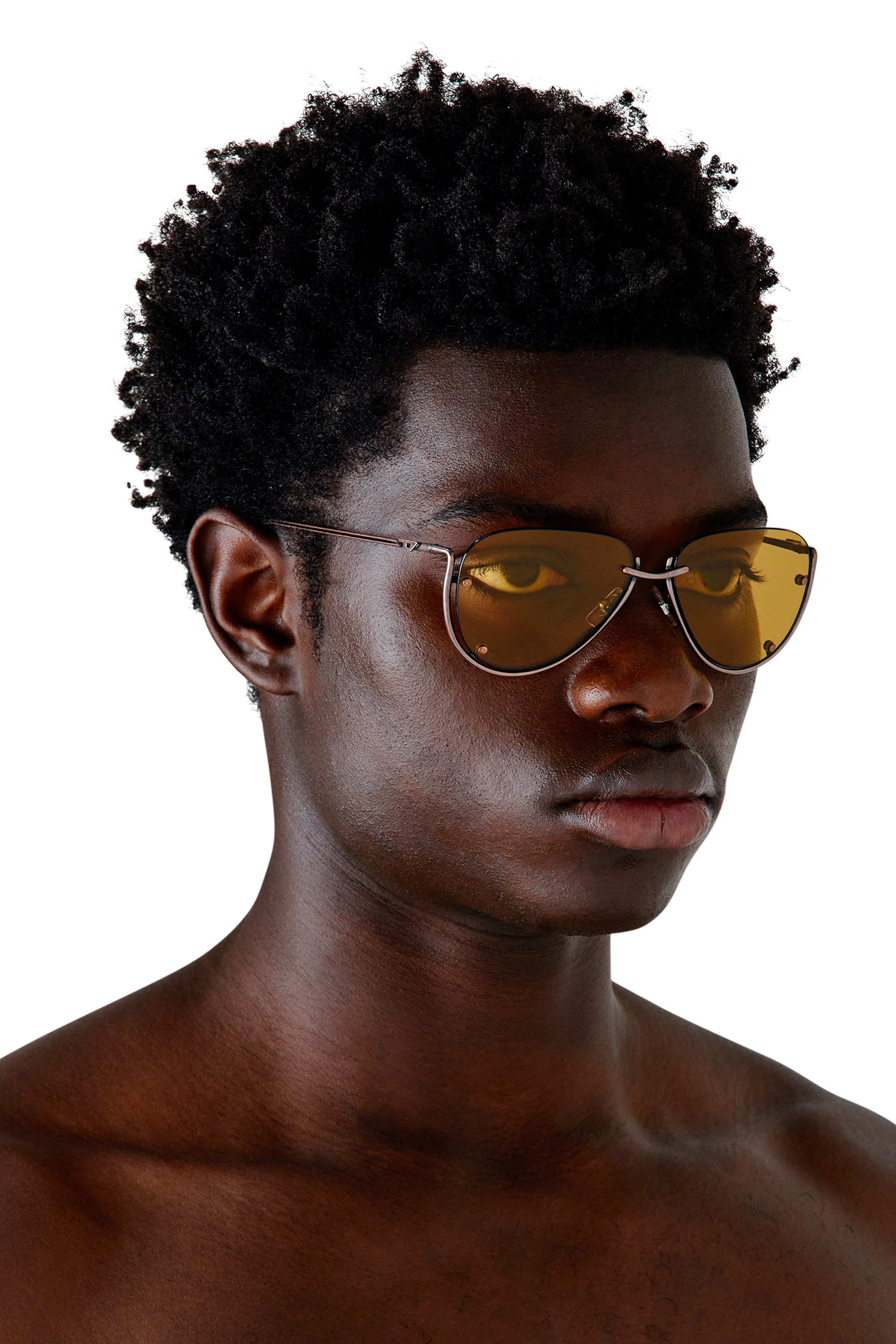 Diesel - 0DL1003, Unisex Brille in Pilotenform in Gelb - 4