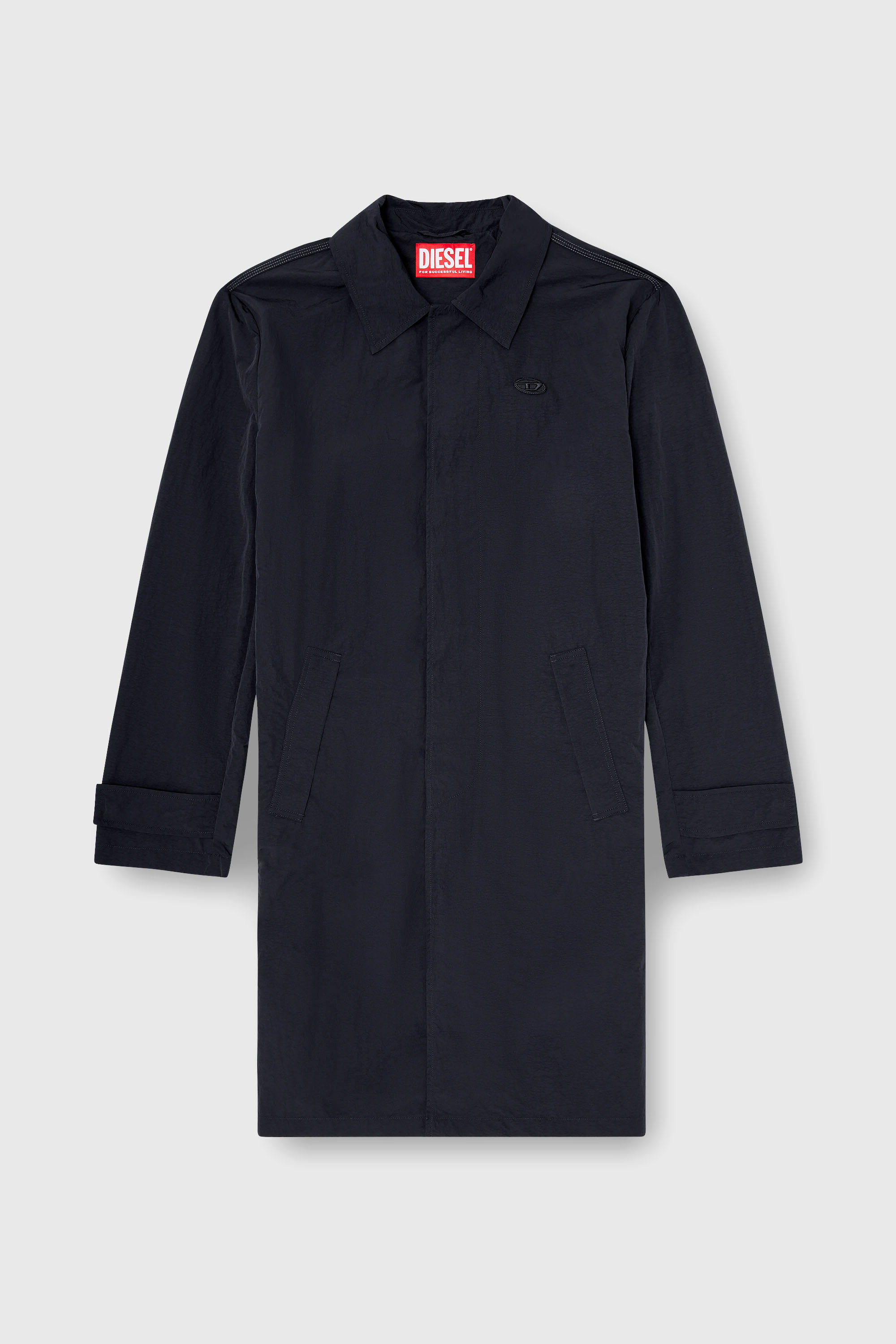 Diesel - J-BURHAT, Herren Nylonmantel mit gl&auml;nzendem Crinkle-Finish in Schwarz - 2