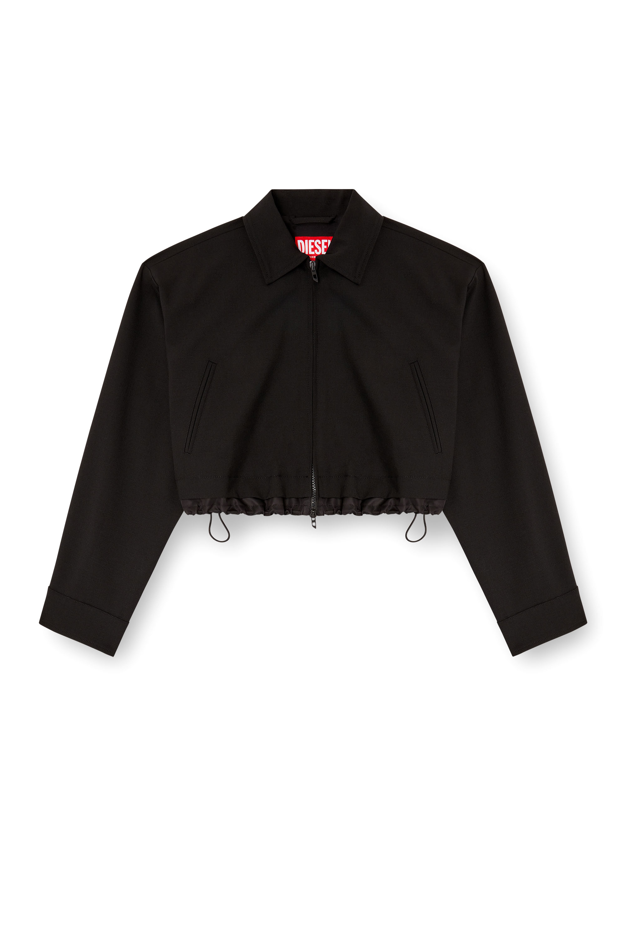 Diesel - J-TING-FEM-R2, Damen Verkürzte Jacke aus Schneiderstoff und Nylon in Schwarz - 3
