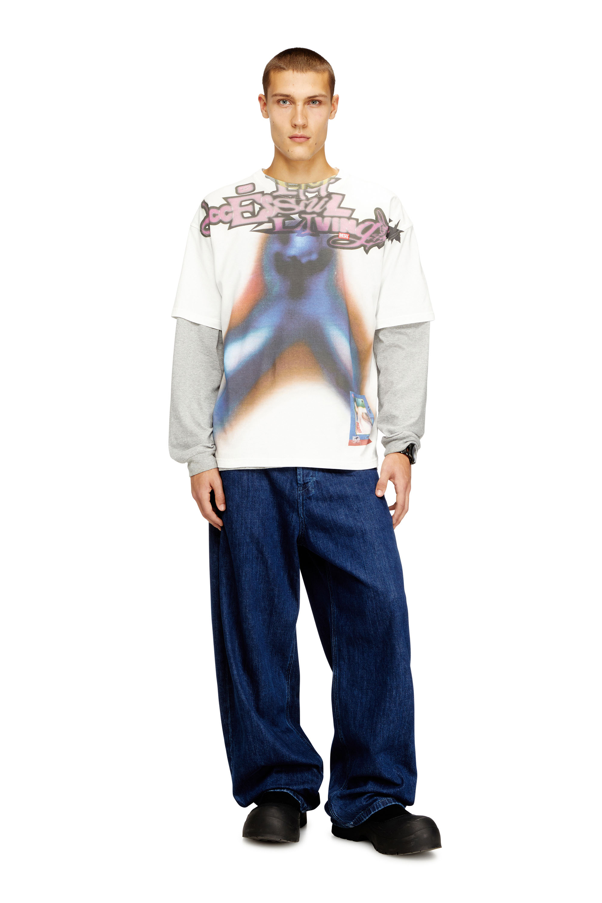 Diesel - T-BOXT-V13, Herren Entspannte Baumwoll-T-Shirt mit Digitaldruck in Blau/Orange - 2