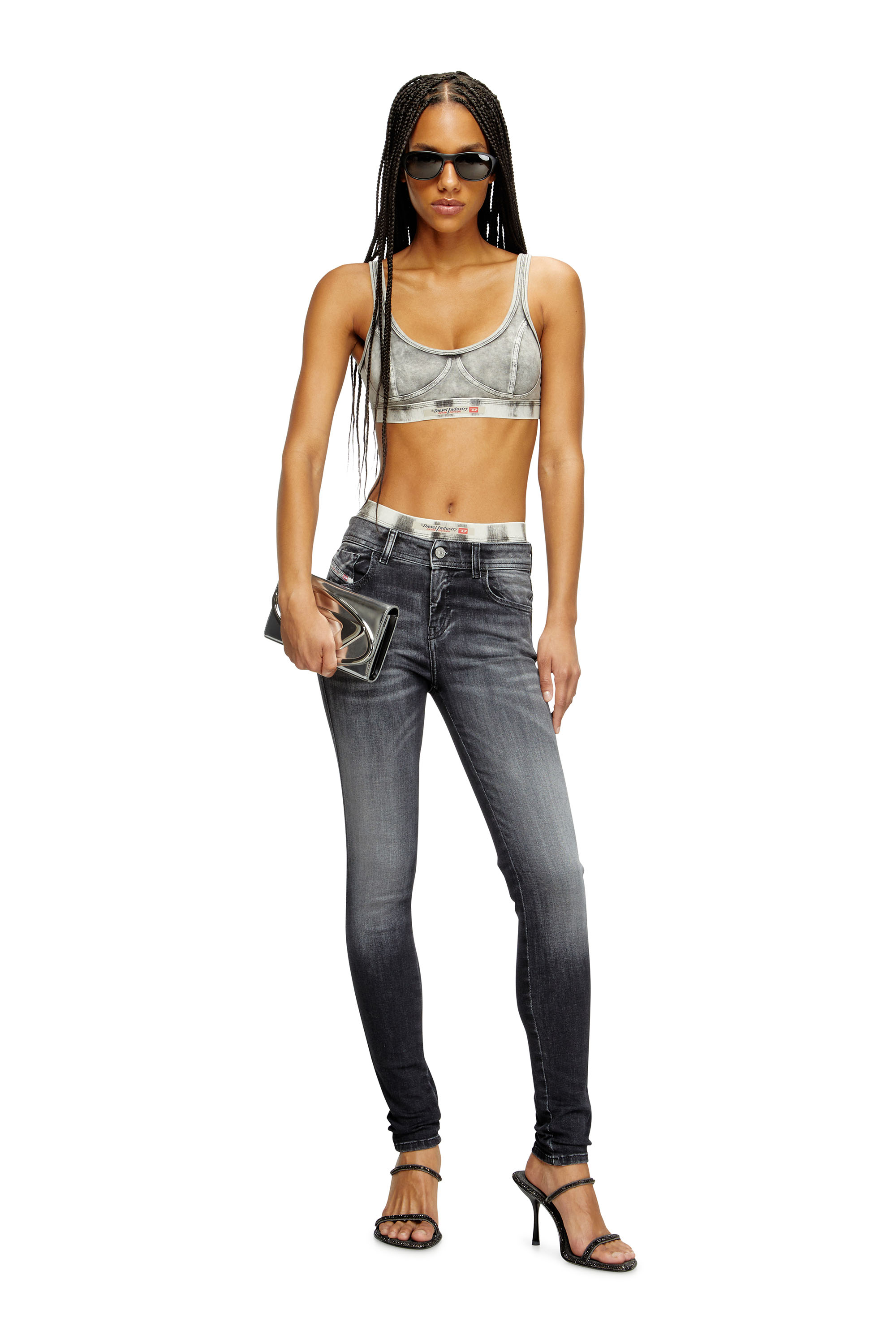 Diesel - Damen Skinny Jeans 2017 Slandy 09K97, Schwarz/Dunkelgrau - 2