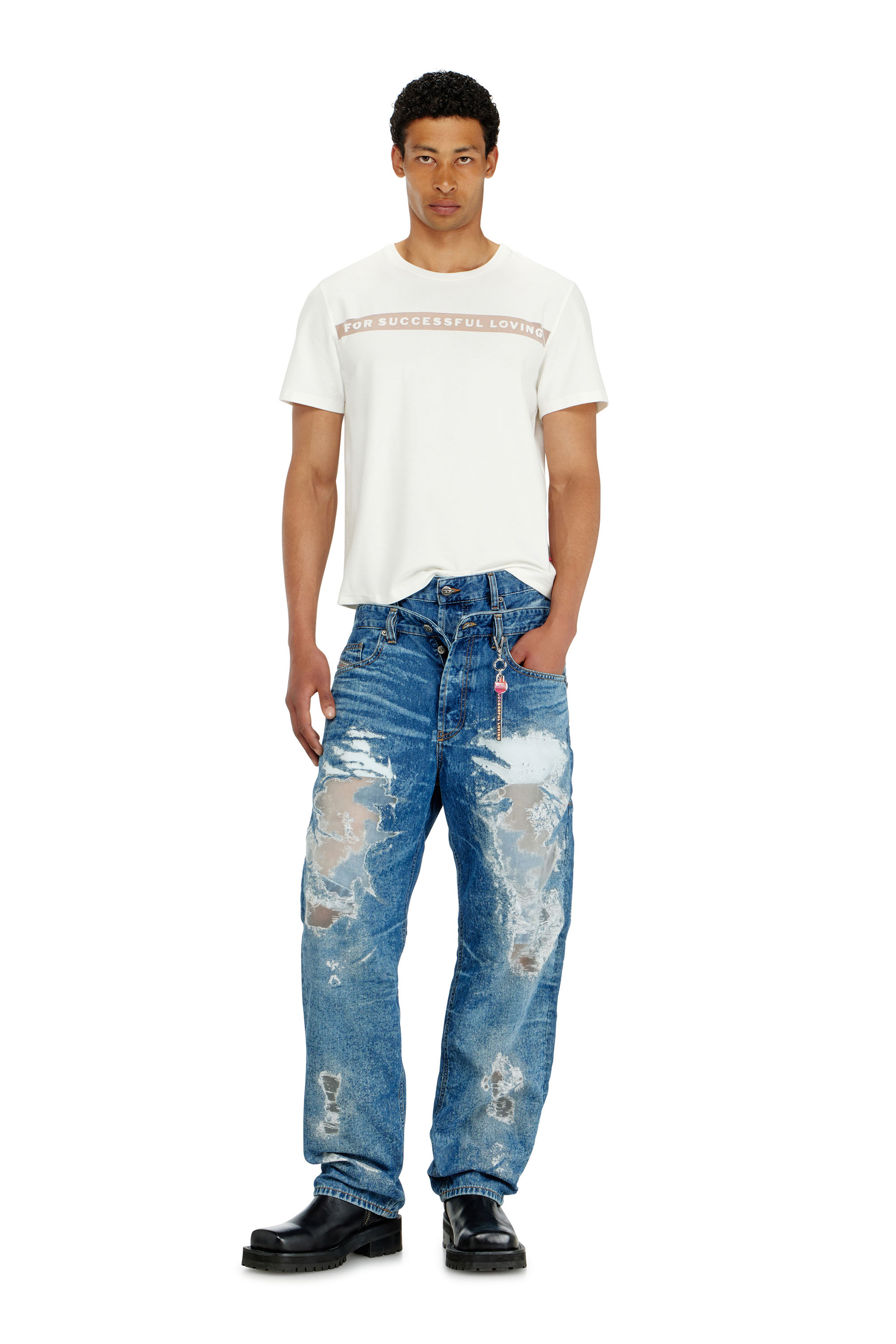 Diesel - PR-T-NOTS-CHI-R, Unisex T-Shirt mit For Successful Loving Logo in Wei&szlig; - 4