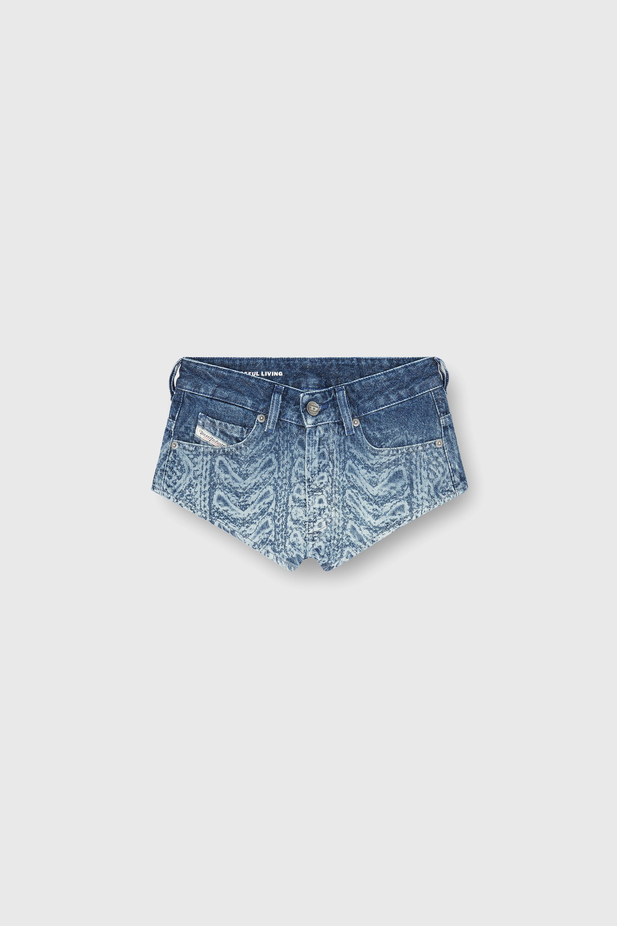 Diesel - DE-JIZZ-S, Damen Hotpants aus Denim mit Zopfmuster-Effekt in Dunkelblau - 2