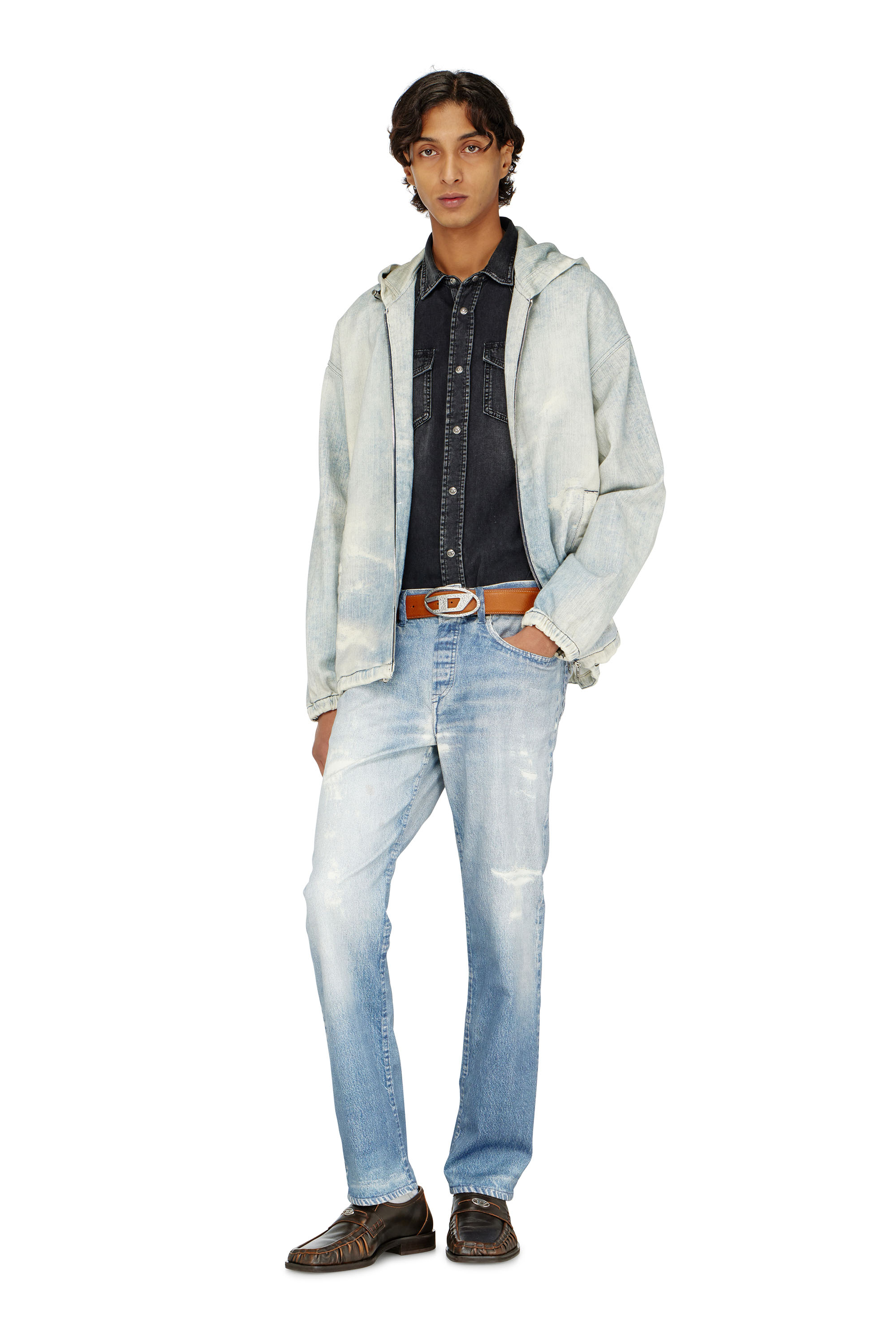Diesel - D-WYNNY JOGG, Herren Hooded JoggJeans jacke mit trompe-l&rsquo;oeil in Hellblau - 1