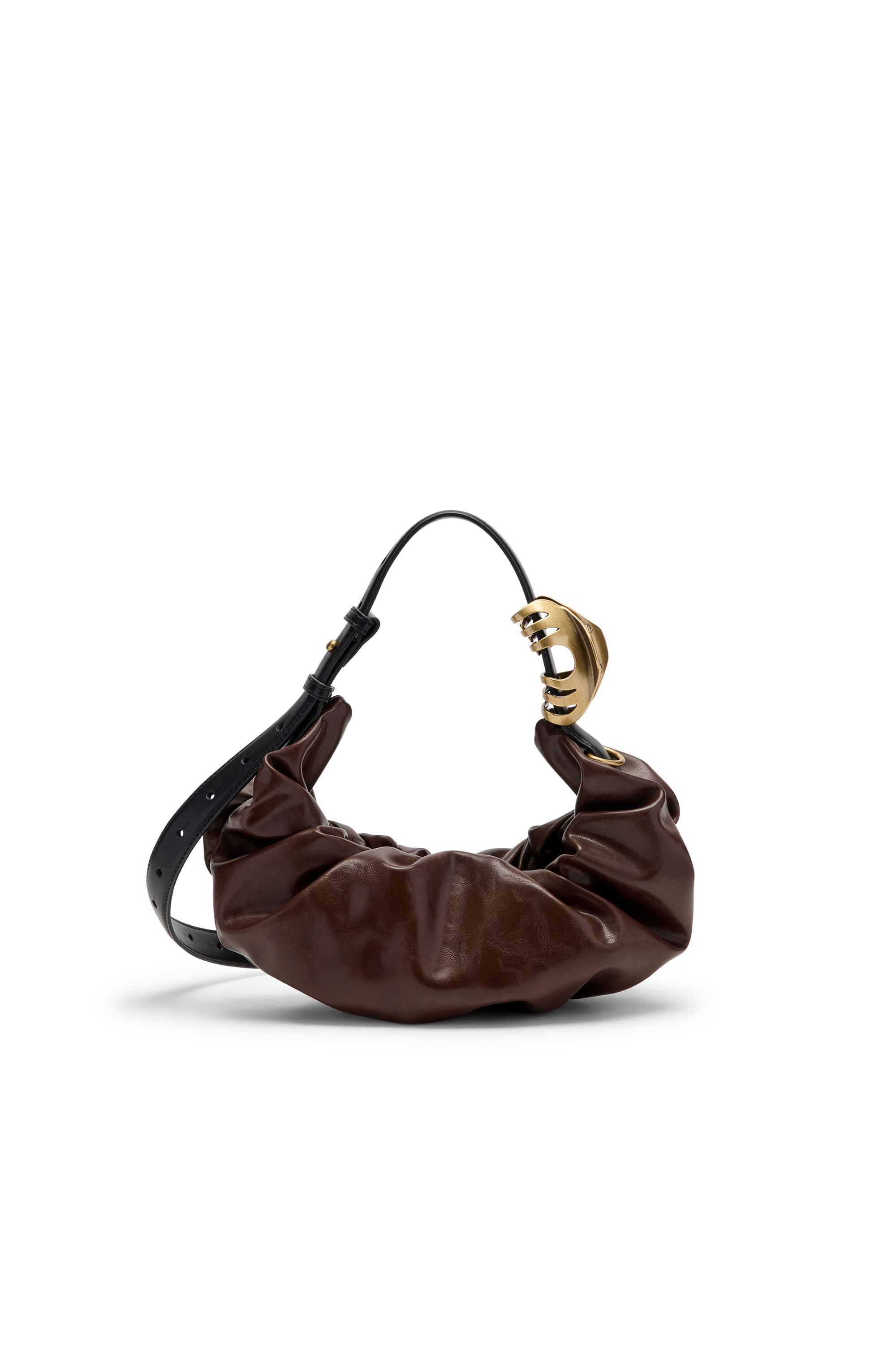 Diesel - GRAB-D HOBO S, Damen Grab-D-Gl&auml;nzende Hobo-Tasche mit G&uuml;rtelriemen in Dunkelbraun - 3