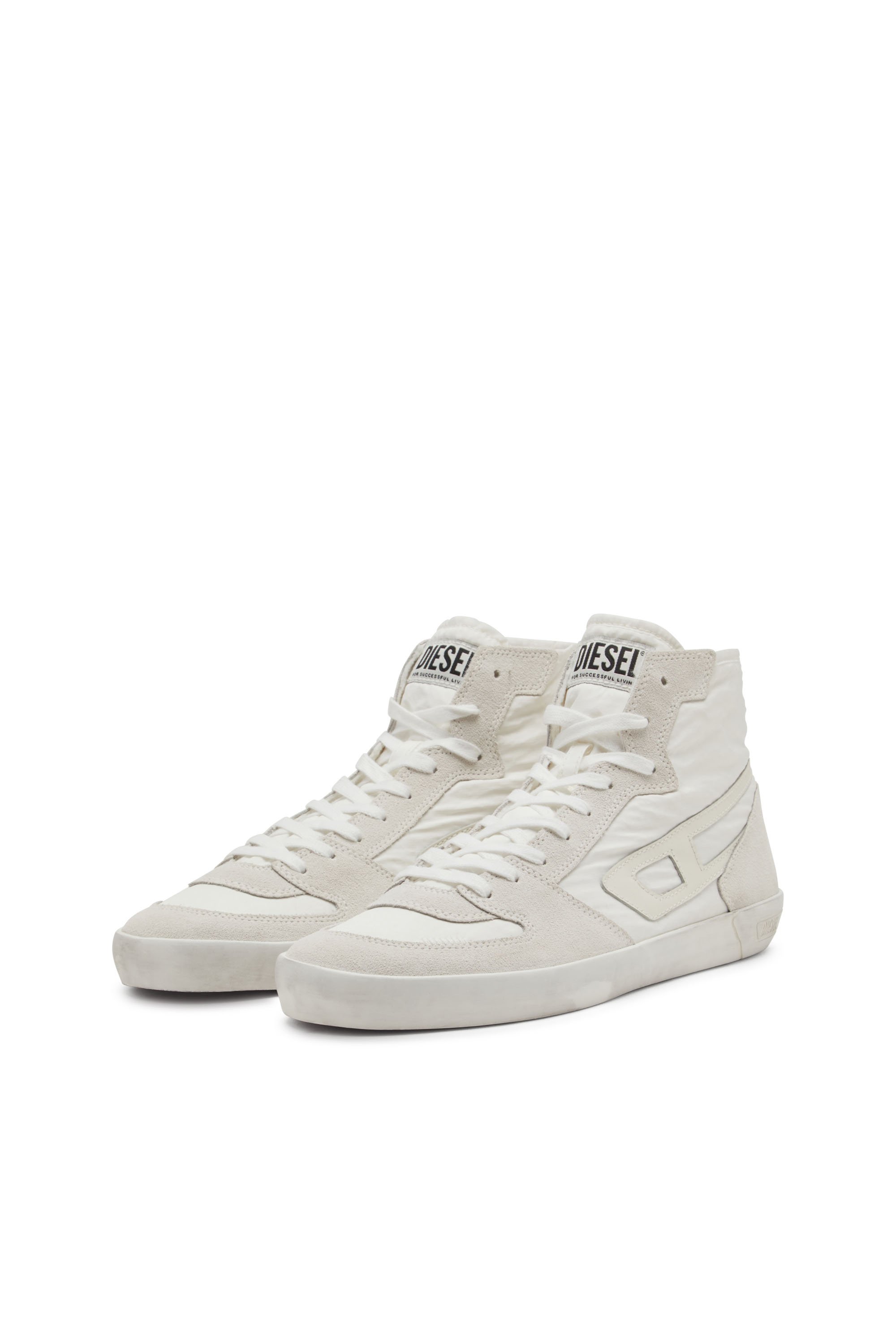 Diesel - S-LEROJI D-1 MID, Herren S-Leroji D-High-Top-Sneakers aus gepolstertem Ripstop und Veloursleder in Weiß - 8