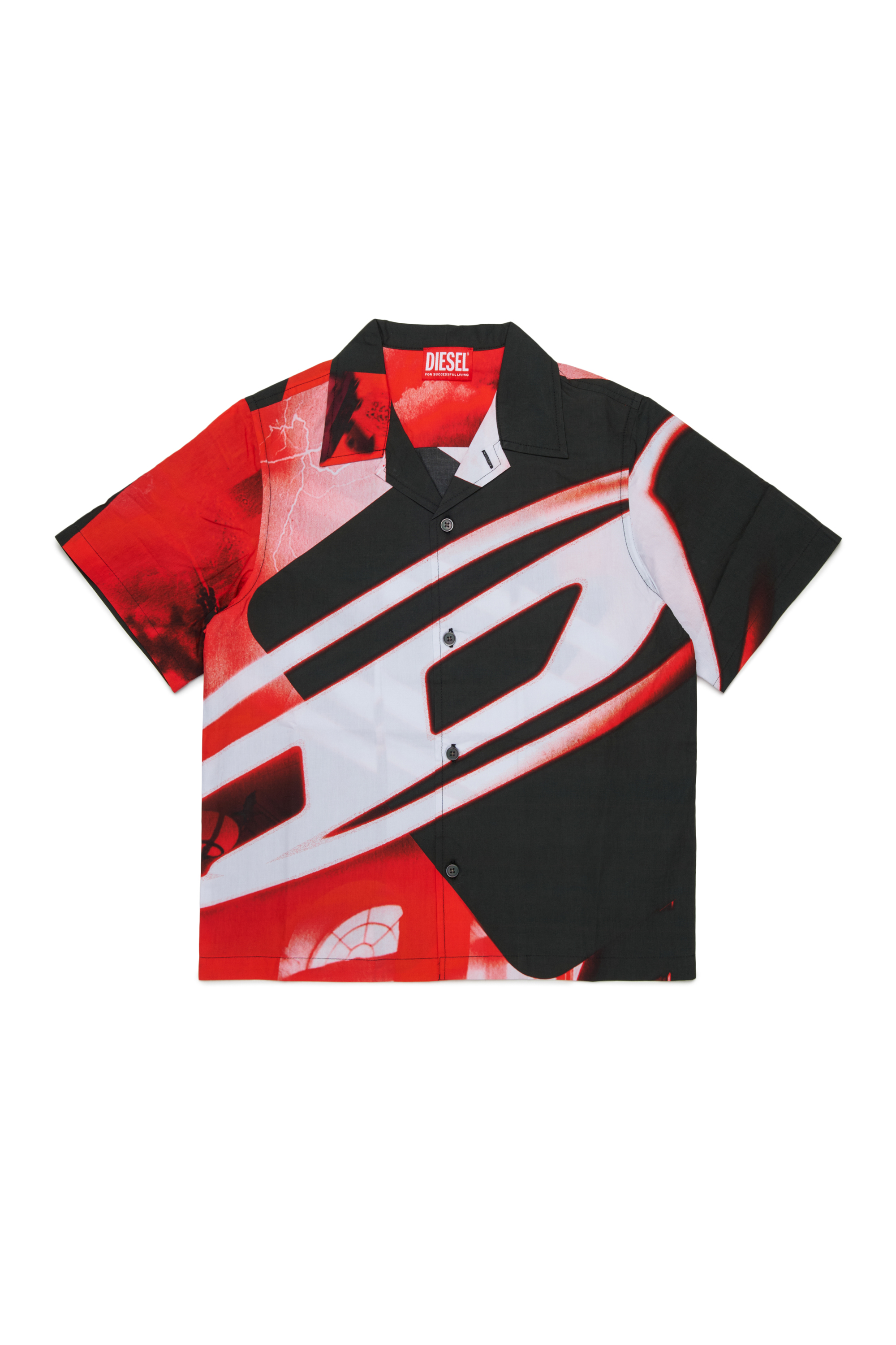 Diesel - MCIOND, Herren Baumwollhemd mit rundum verschwommenem Print in Schwarz - 1