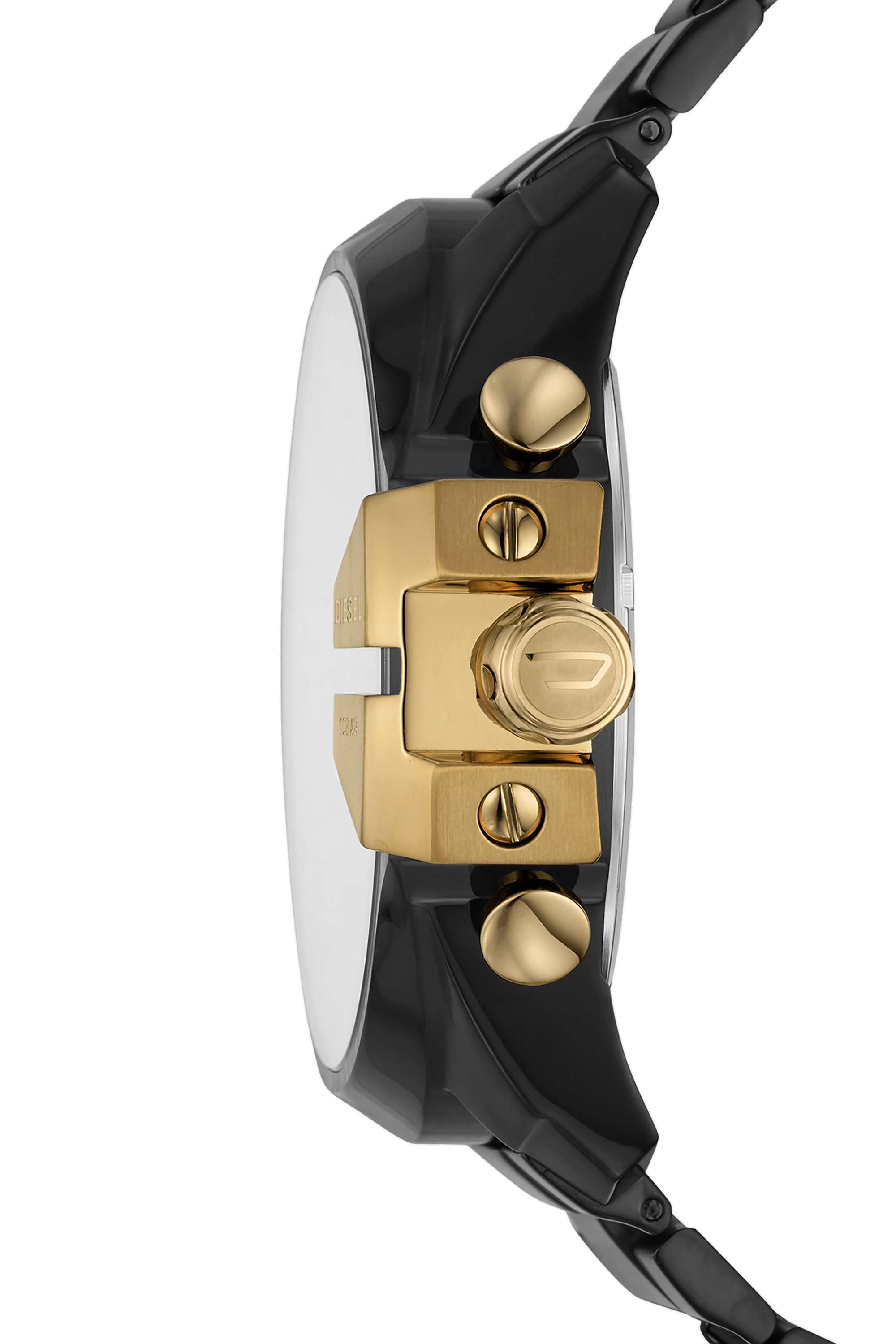 Diesel - DZ4485, Herren Mega Chief Uhr aus schwarzem Edelstahl mit Chronograph in Schwarz/Gold - 2