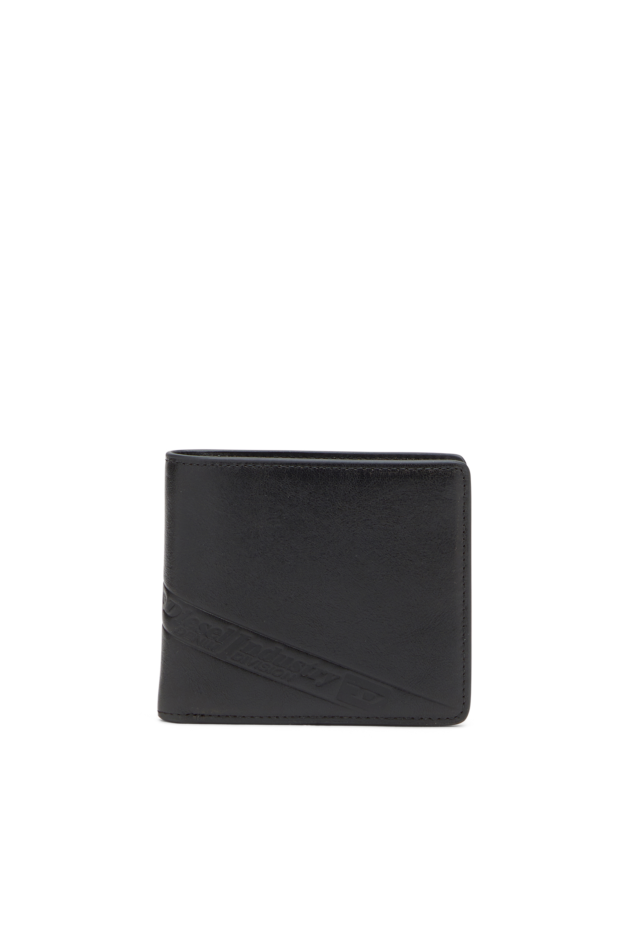 Diesel - FLAG-D BI-FOLD COIN S 3D, Herren Zweifach gefaltete Lederbrieftasche mit geprägtem Logo in Schwarz - 1