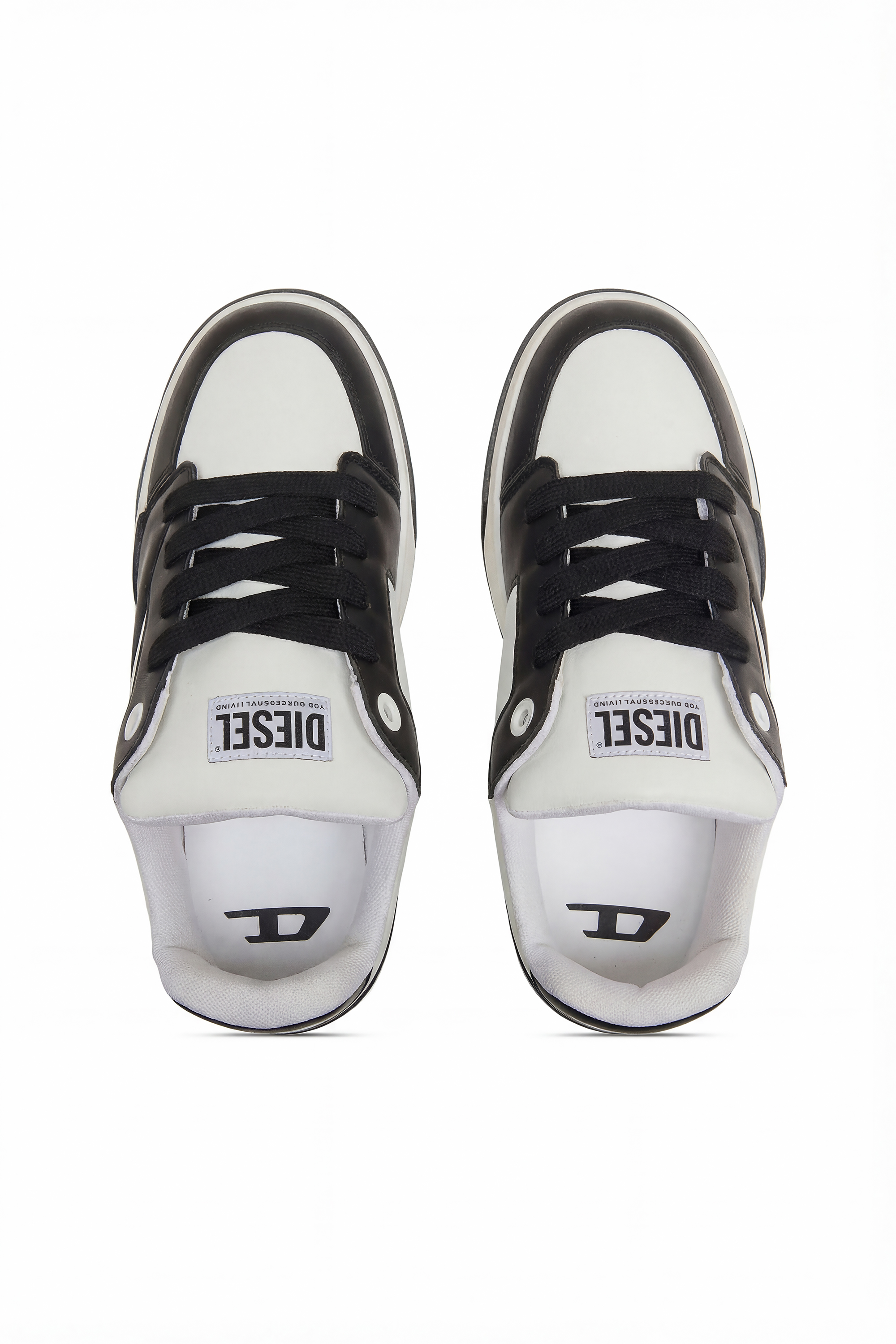Diesel - S-D-OLLIE LOW, Herren D-Ollie-Sneakers aus Leder im Colour-Block-Design in Wei&szlig;/Schwarz - 4