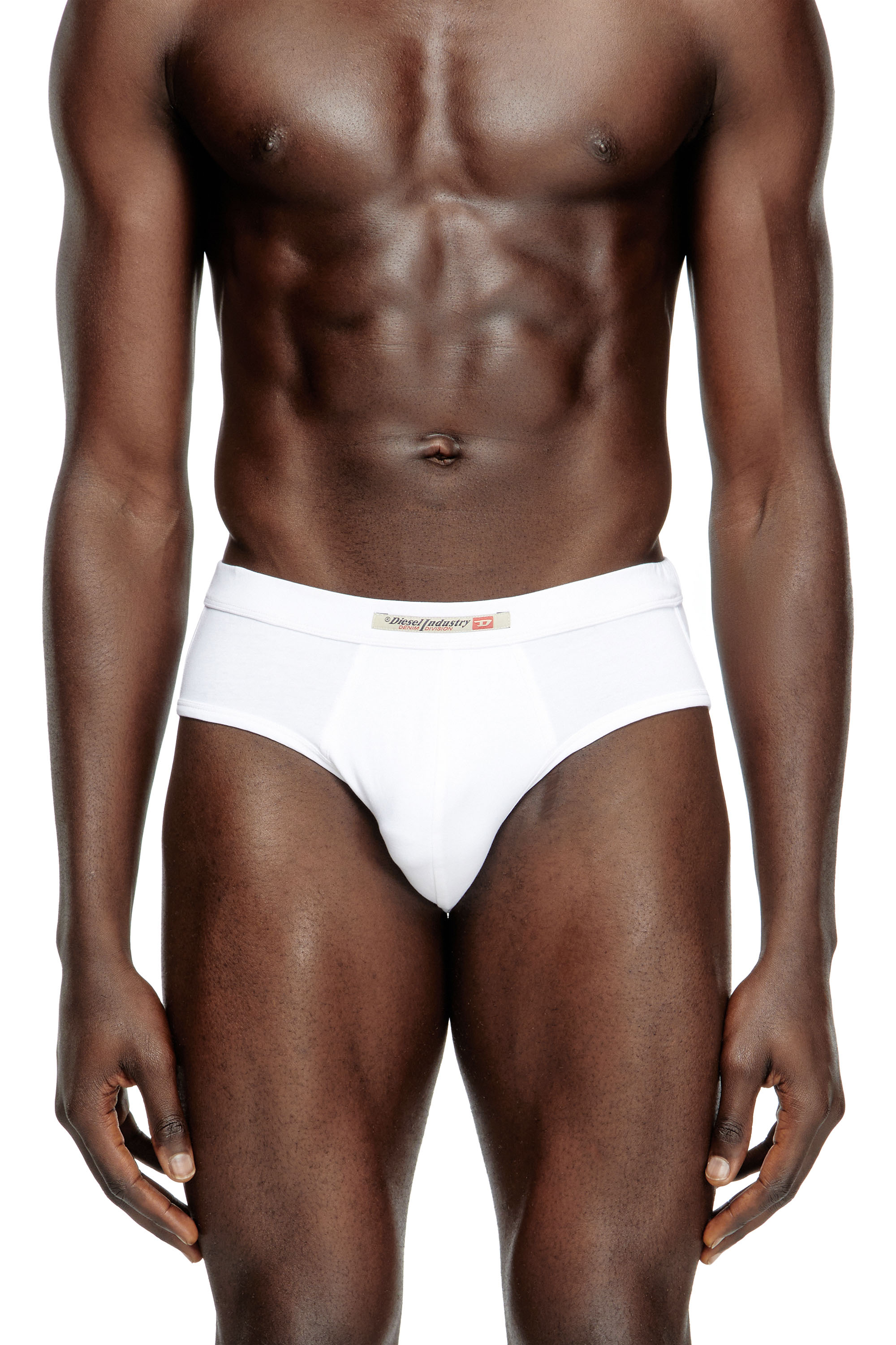 Diesel - ANDY-DNM-2PACK, Herren Briefs mit Diesel Industry-Flagge im Zweierpack in Weiss/Schwarz - 2