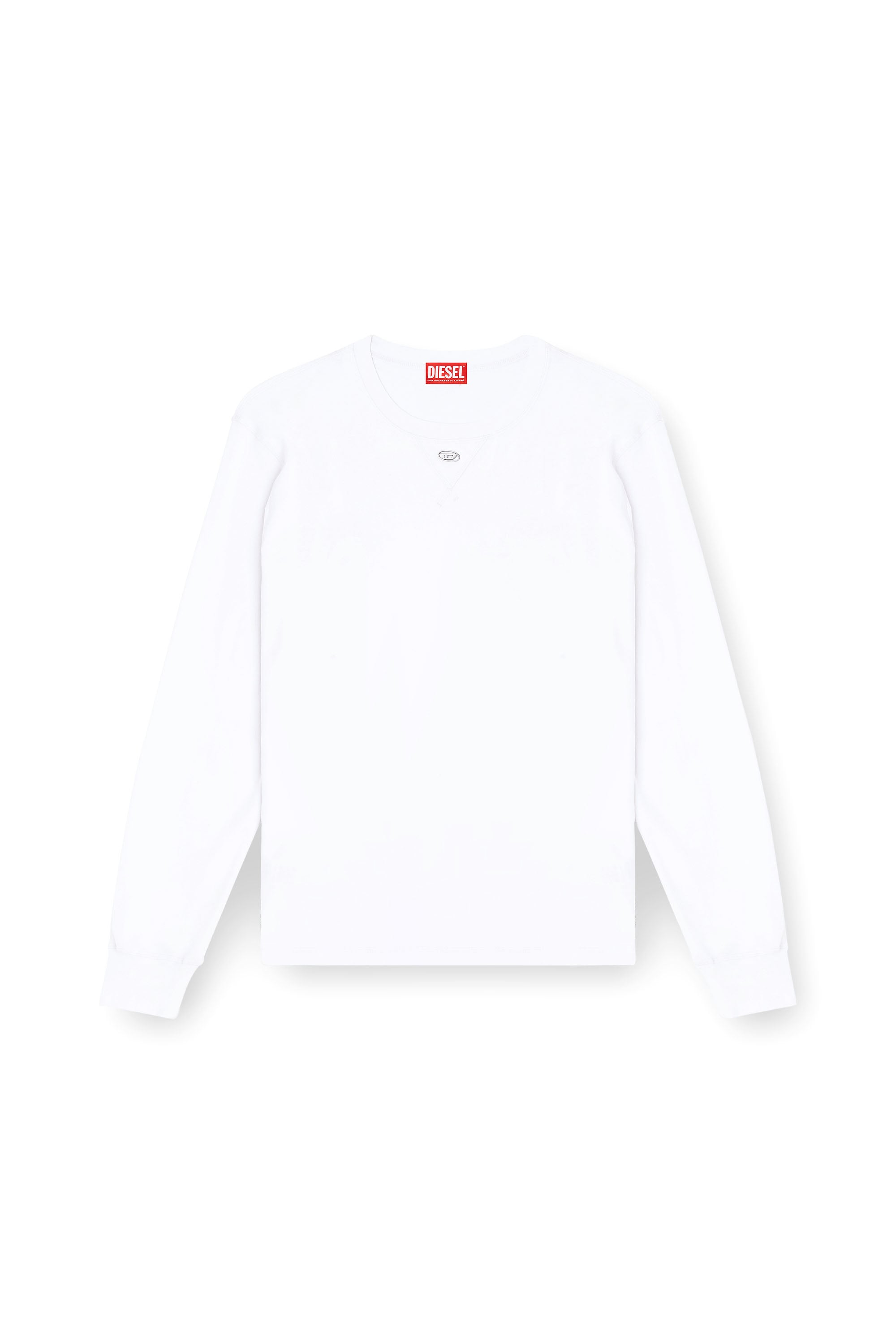 Diesel - T-MADJUST-LS-TR, Herren Baumwoll-Langarmshirt mit Oval D in Wei&szlig; - 3
