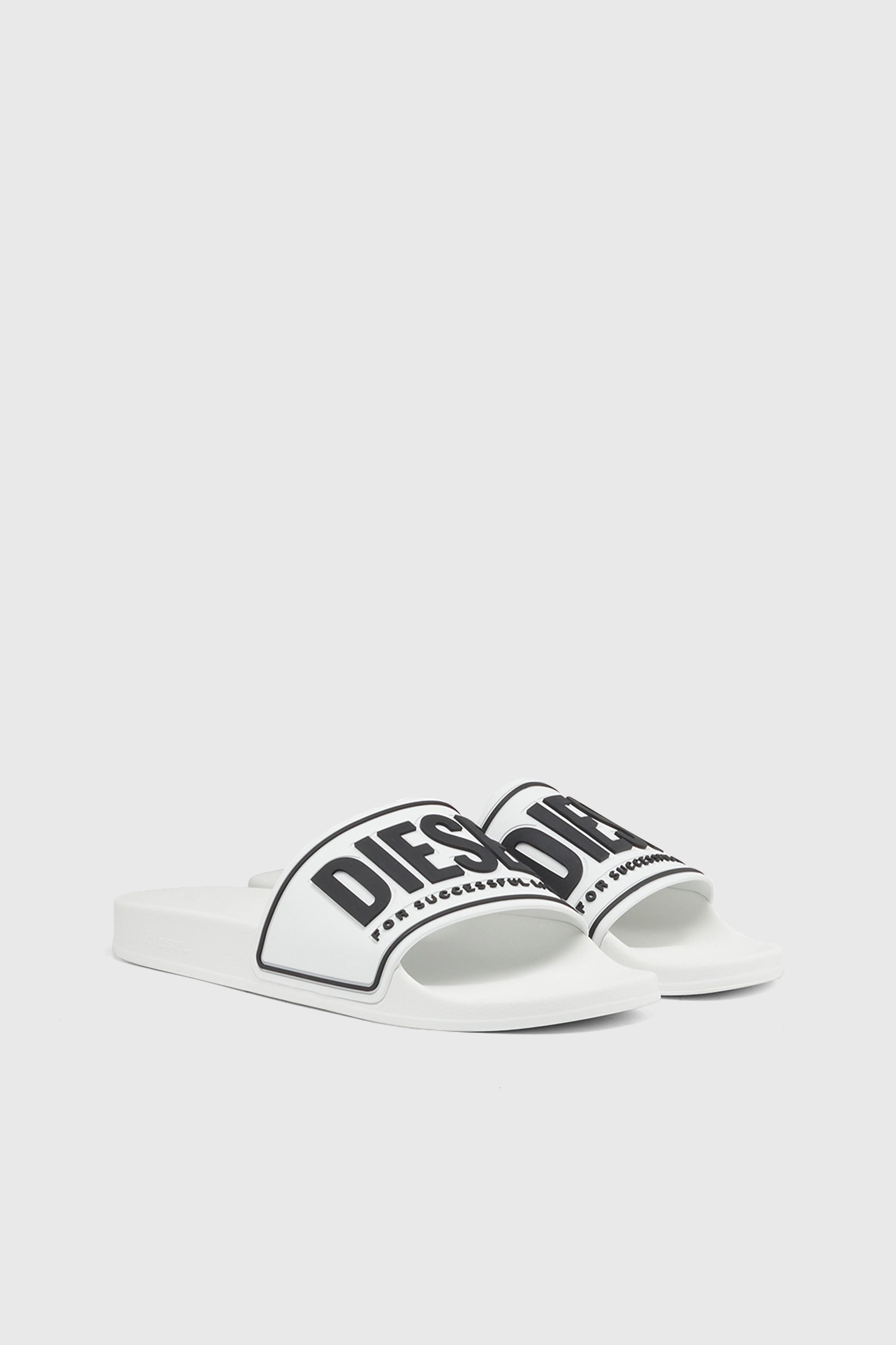 Diesel - SA-MAYEMI CC, Herren Sa-Mayemi-Badeschlappen mit 3D-Logo in Weiss/Schwarz - 2