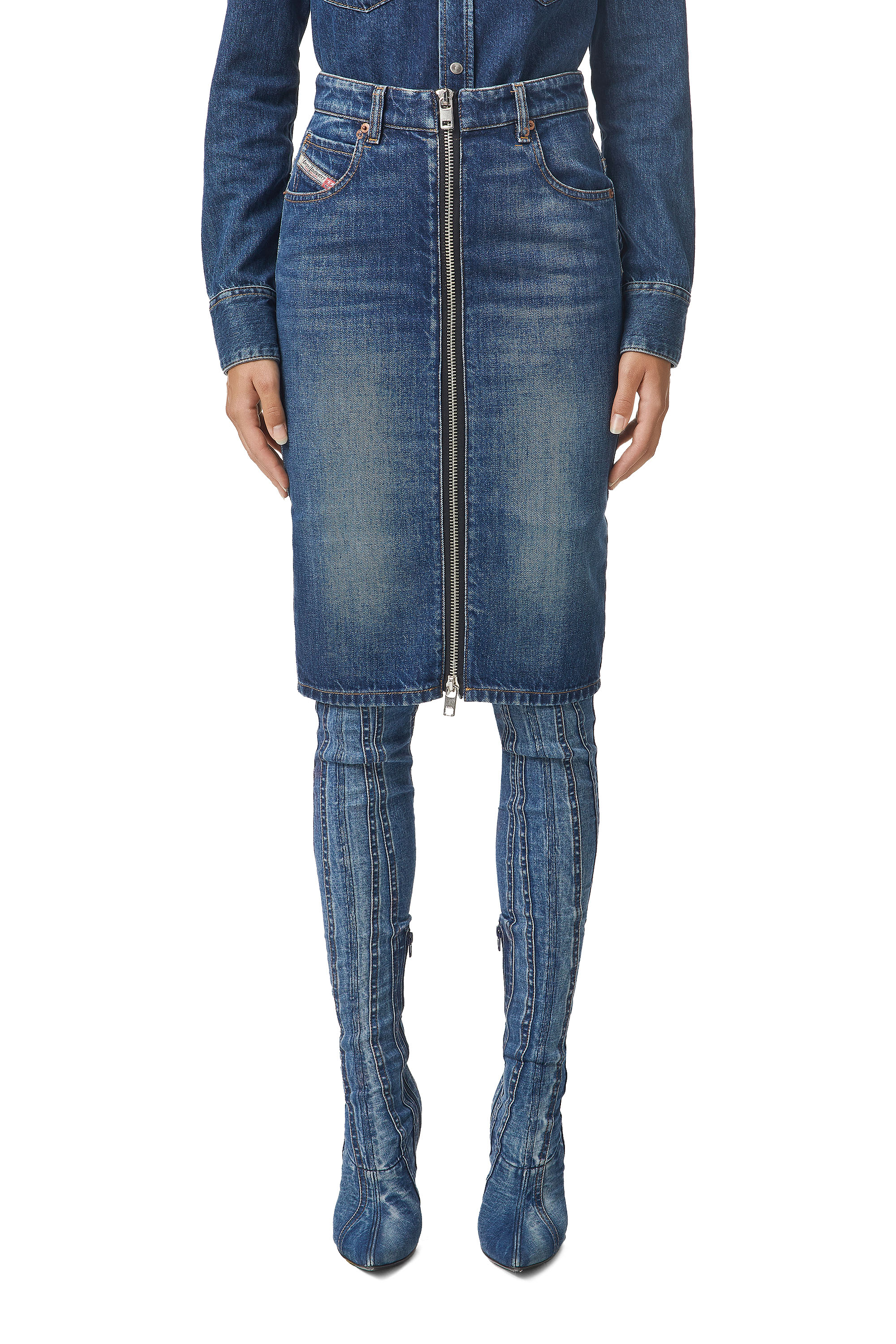 DE-PENCIL-ZIP, Mittelblau - Röcke