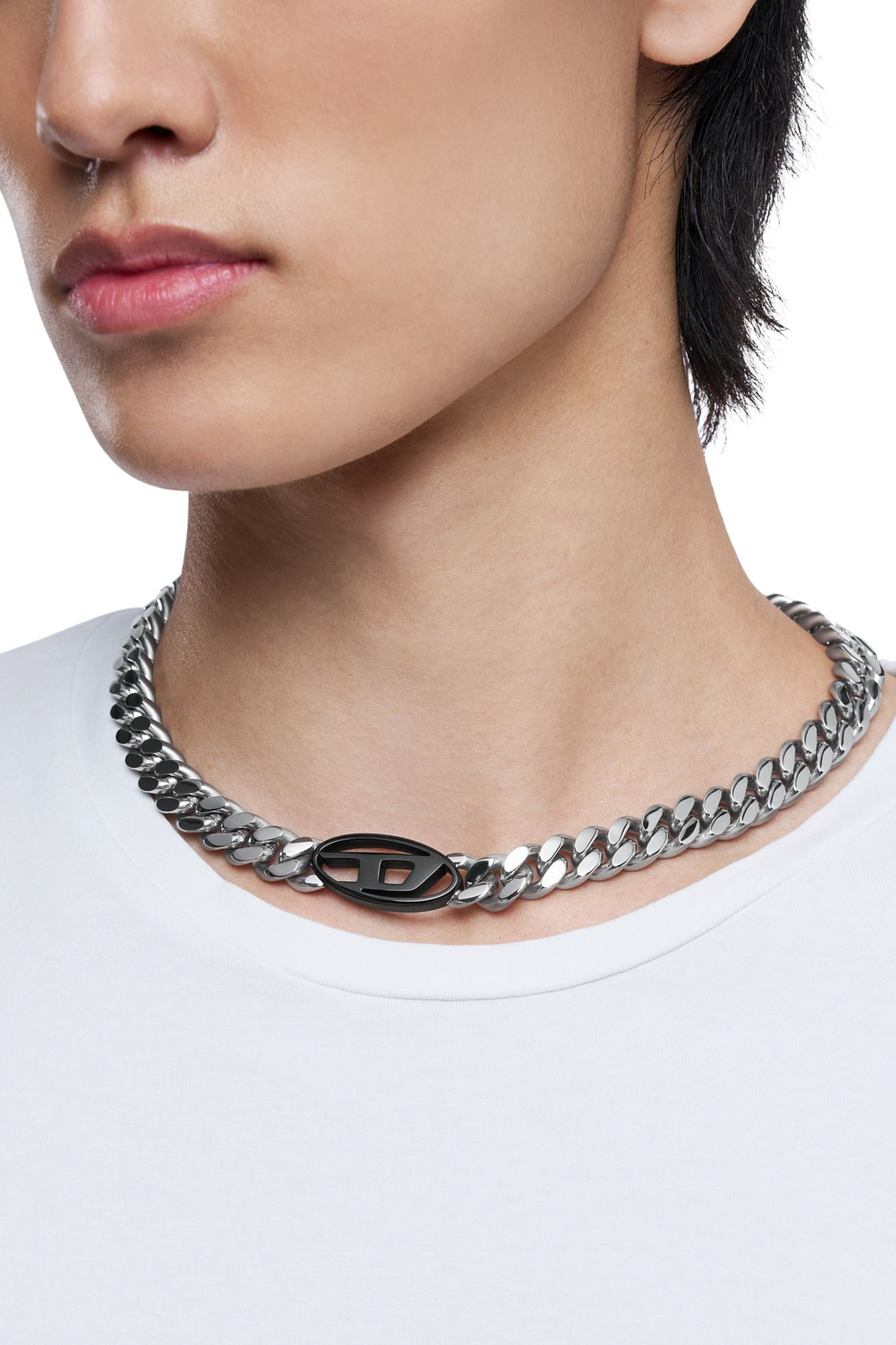 Diesel - DX1635931 JEWELLERY, Unisex Halskette aus zweifarbigem Edelstahl in Silber/Schwarz - 4