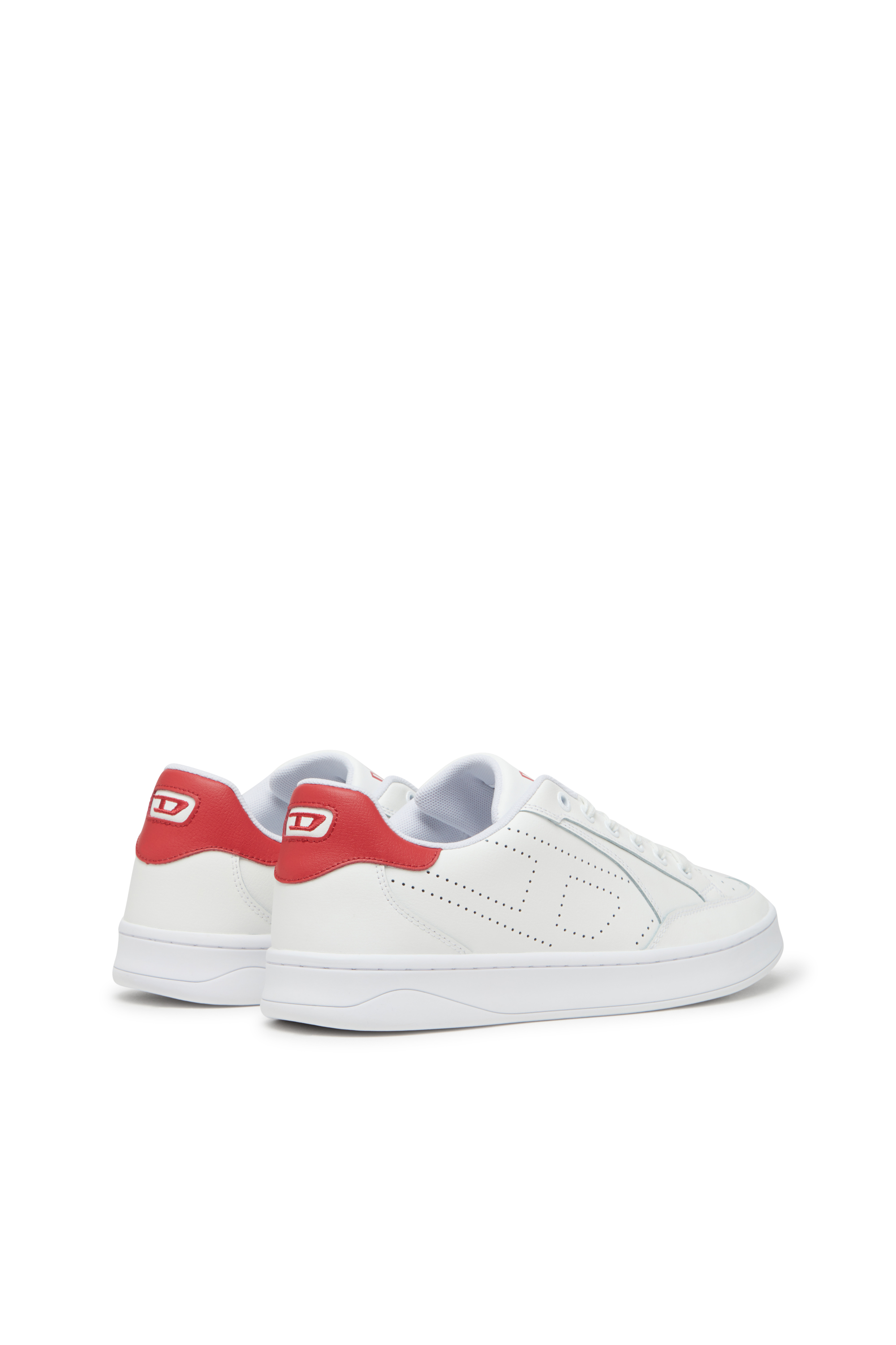 Diesel - S-DAKOTA LOW, Herren S-Dakota-Sneakers aus Leder mit perforiertem Logo in Weiss/Rot - 3