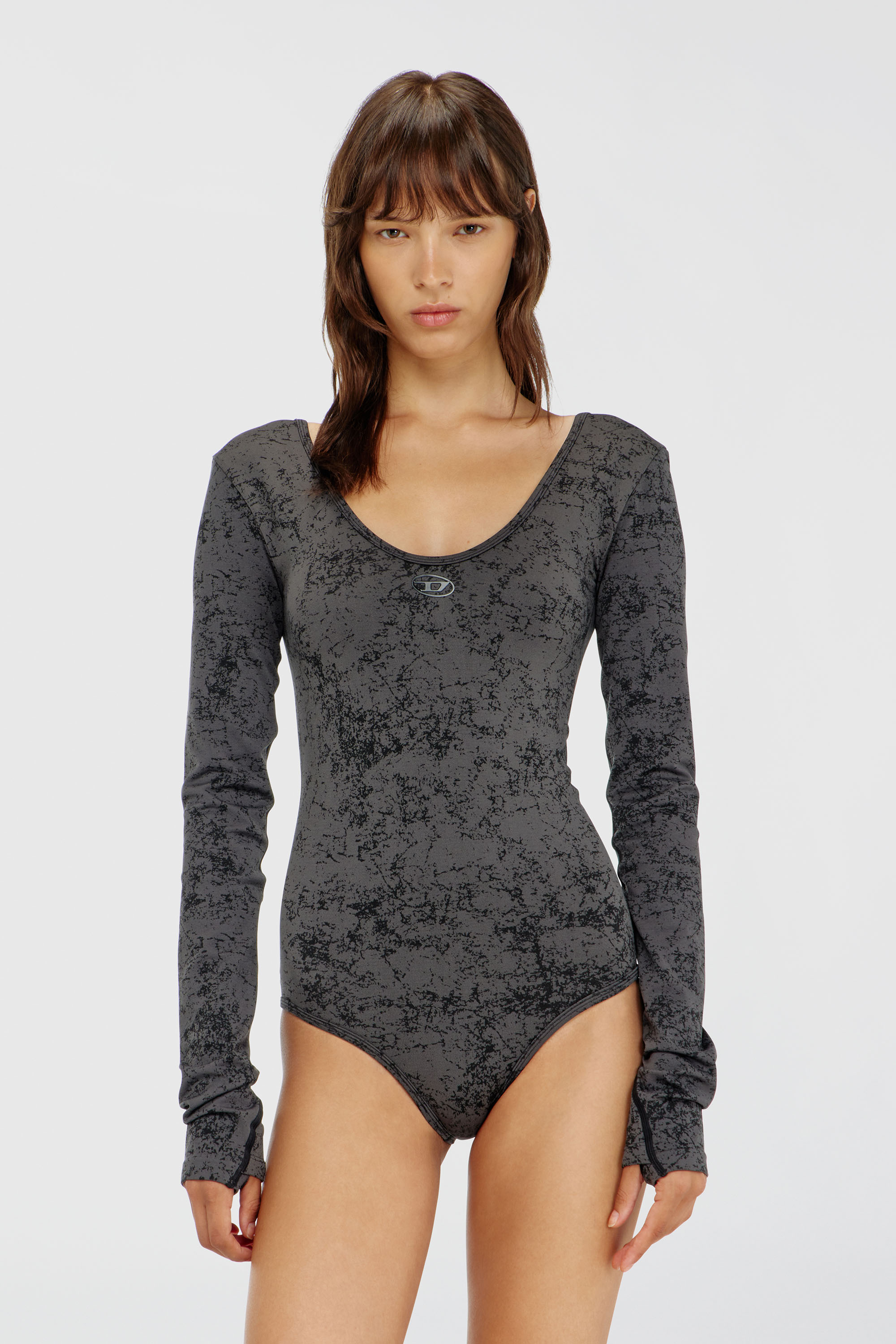 Diesel - IONNA-UTLT, Damen R&uuml;ckenfreier Bodysuit mit utility-print in Schwarz - 3