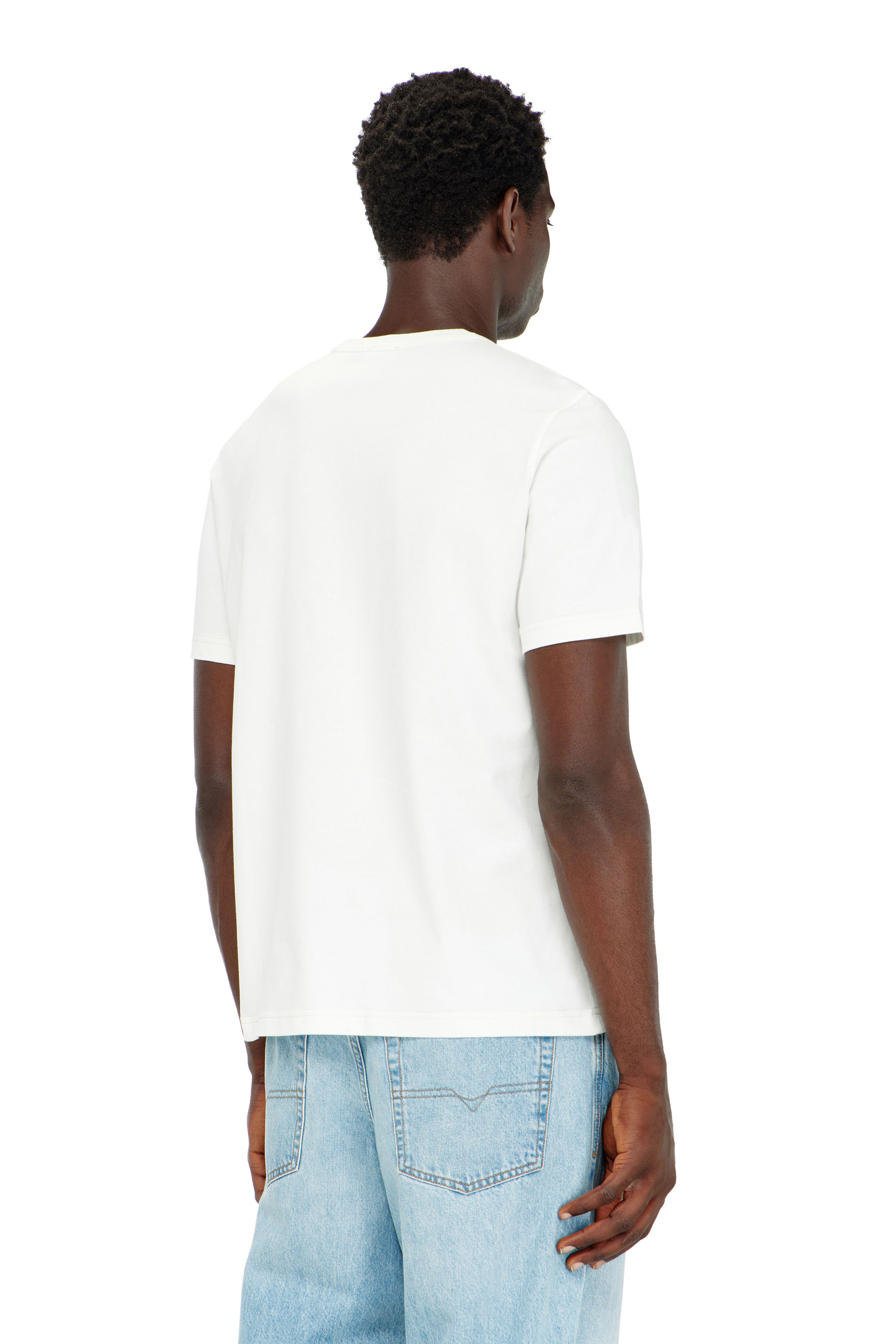 Diesel - T-ADJUST-Q6, Herren T-Shirt mit Logo in Knitter-Optik in Wei&szlig; - 4