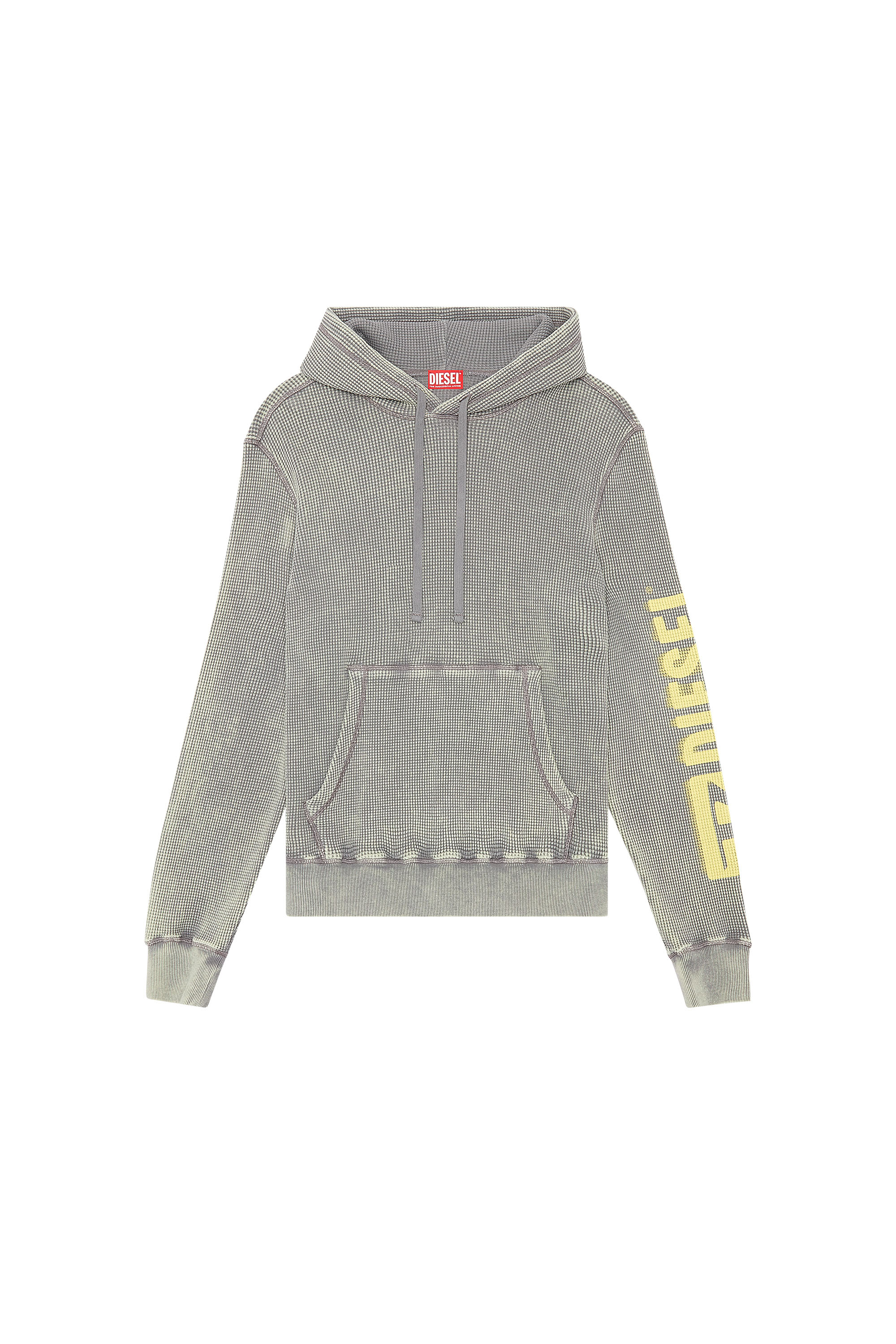 Diesel - S-GINAFY-HOOD, Herren Hoodie aus Jersey mit Makro-Waffelstruktur in Grau - 2