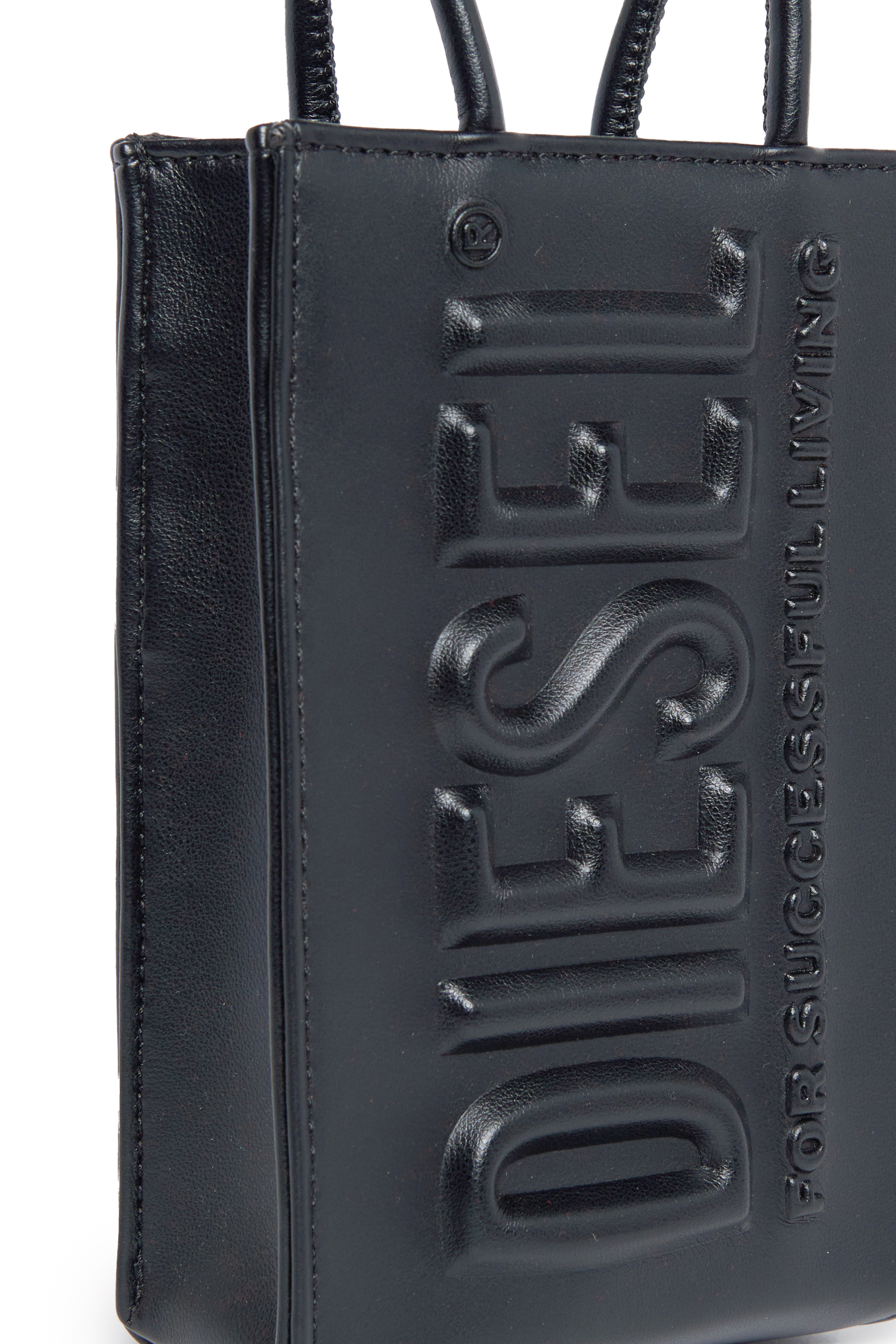 Diesel - DSL 3D SHOPPER MINI, Damen Tote-Minitasche mit Logo-Prägung in Schwarz - 4