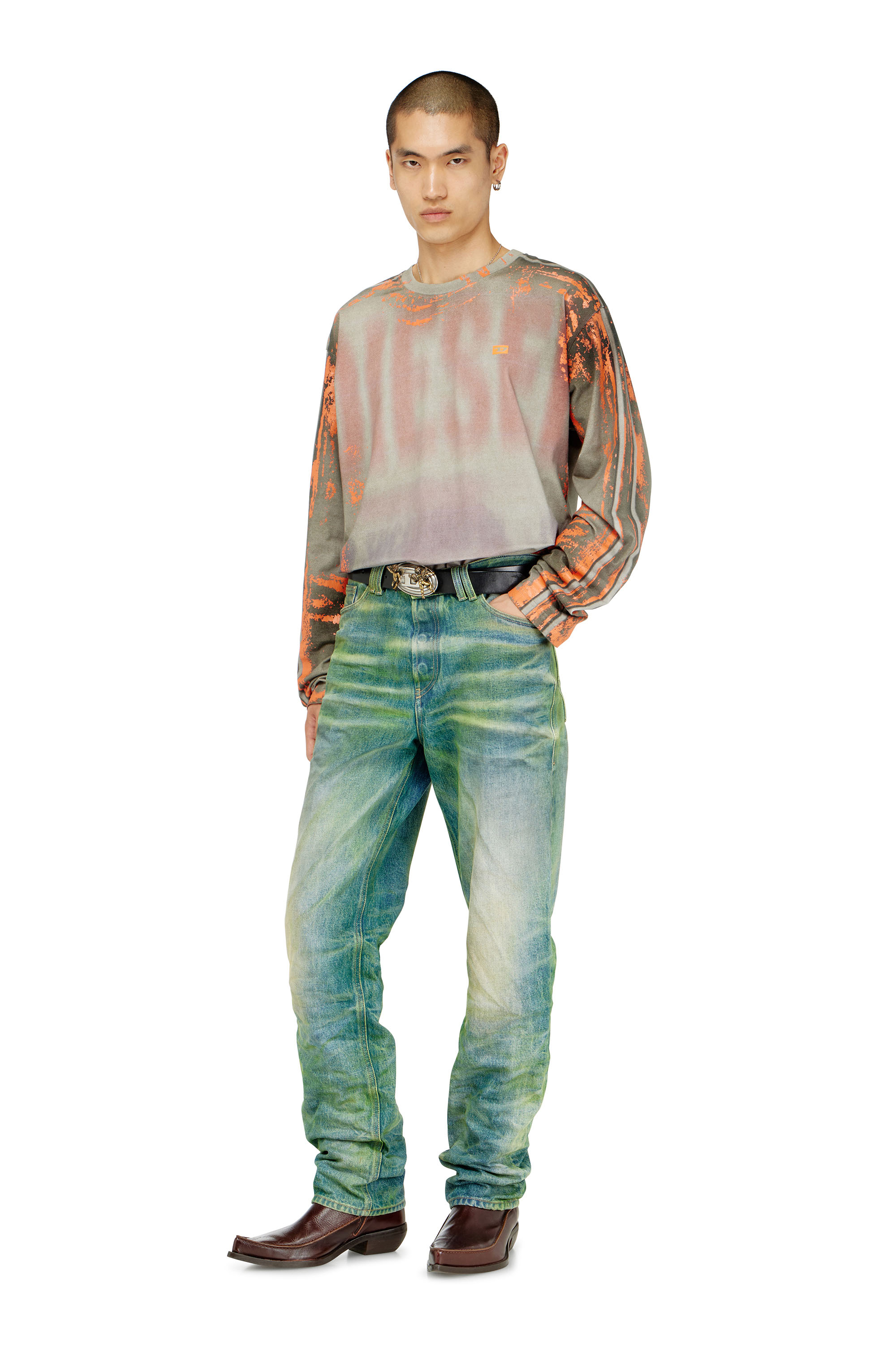 Diesel - T-FILMY, Herren Langarmshirt aus Cracked Jersey in null - 2