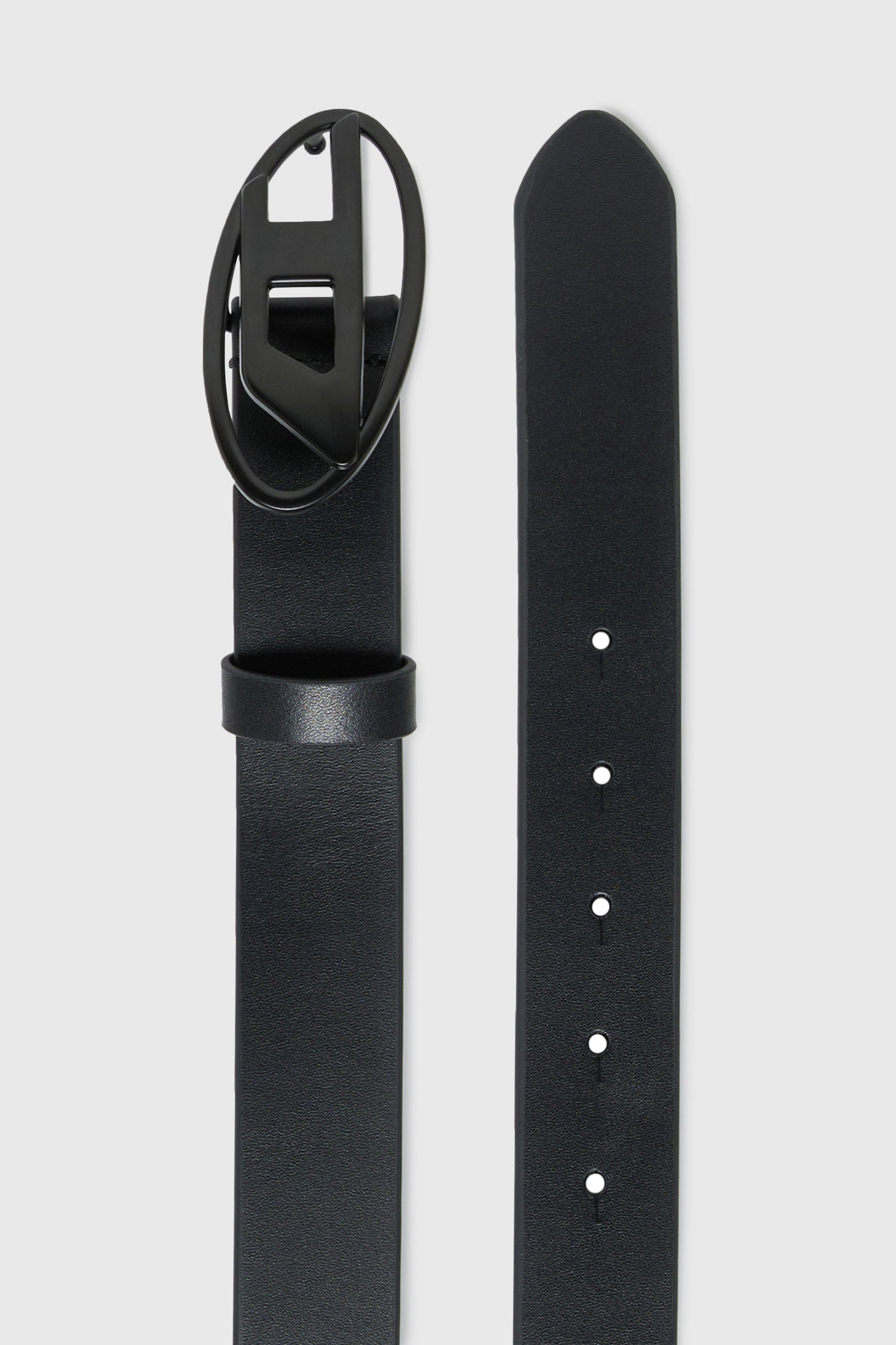 Diesel - B1DRN, Unisex 3 cm breiter Lederg&uuml;rtel mit ovaler D-Schnalle in Schwarz - 2