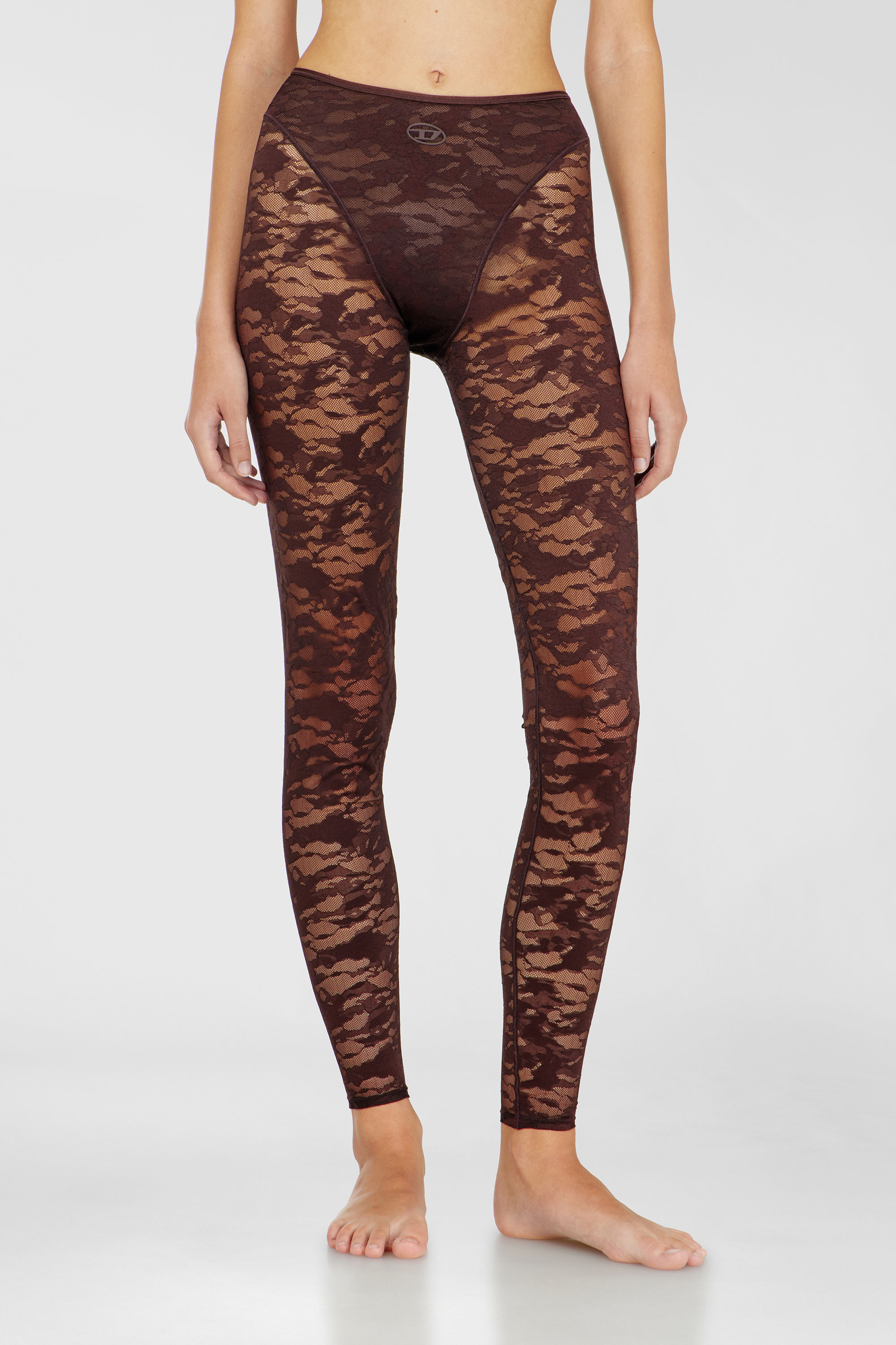 Diesel - HAYLEY-UTLT, Damen Leggings aus Nylon mit camouflage-Spitze in Dunkelbraun - 3
