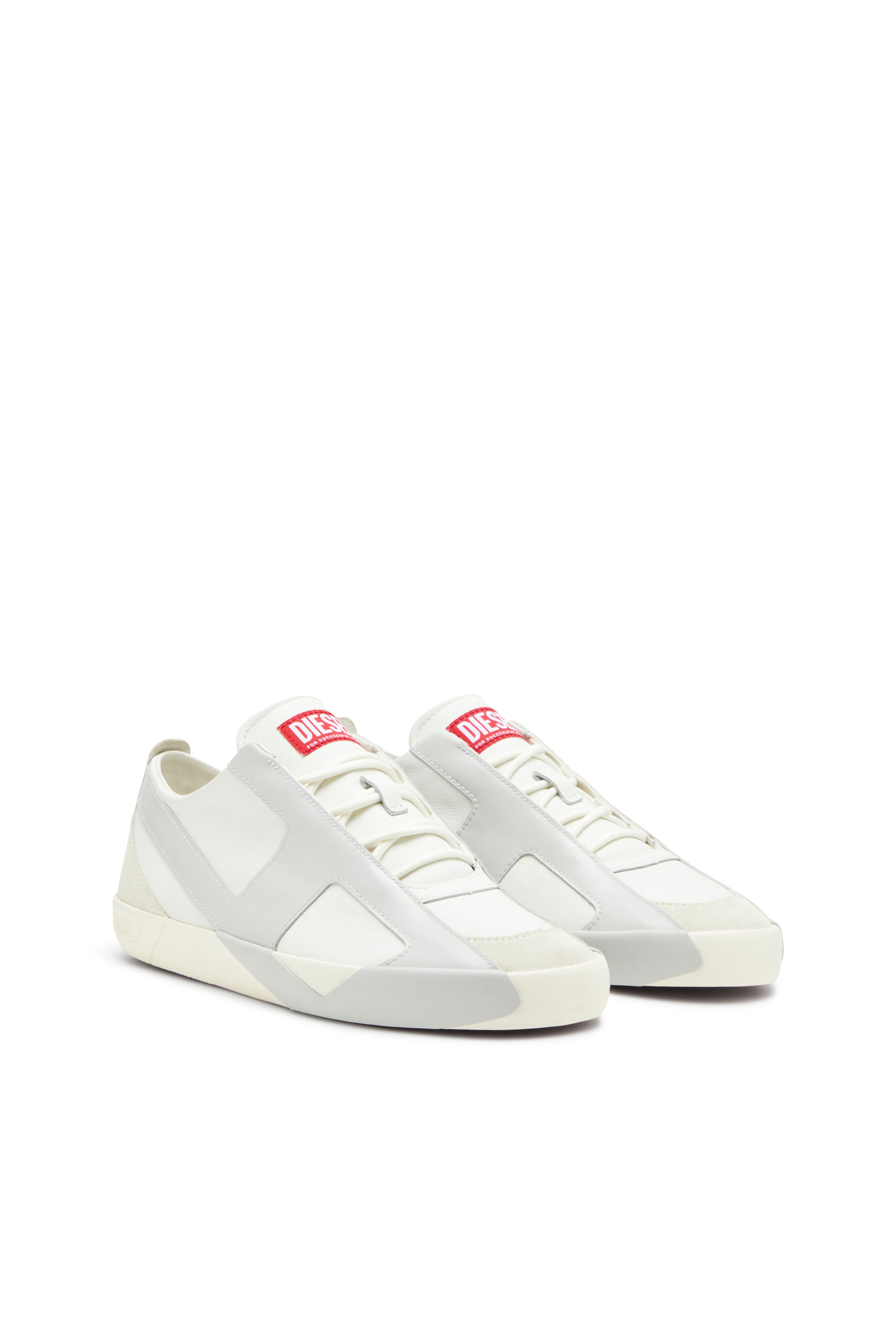S-SLANTE-D LOW, Weiss/Grau Diesel - S-SLANTE-D LOW, Herren S-Slante-D-Sneaker aus Wildleder und Leder mit D-Logo in Weiss/Grau - 2