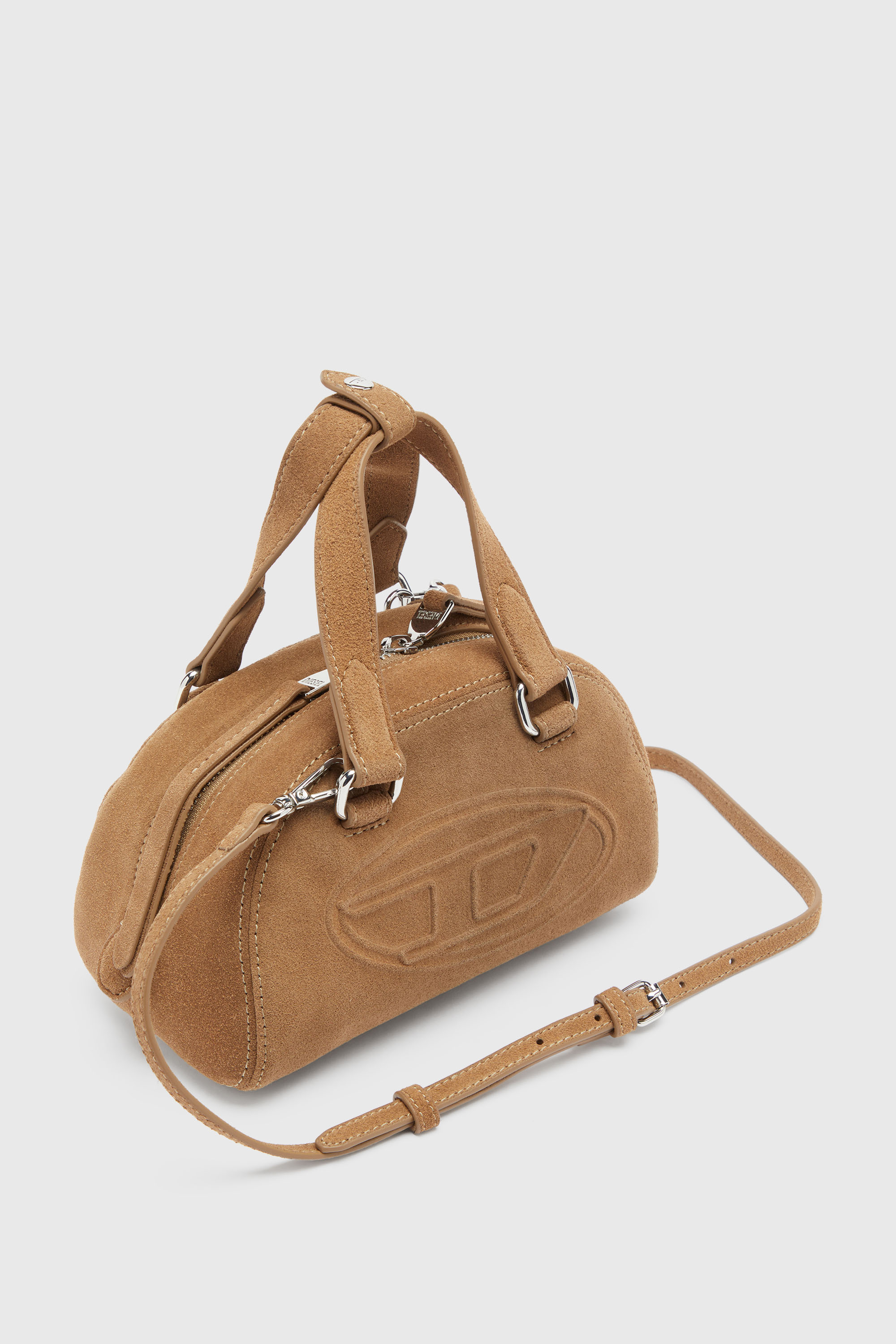Diesel - 1DR DOME CROSSBODY, Unisex 1DR Dome-Kleine-Bowlingtasche aus Veloursleder in Beige - 6