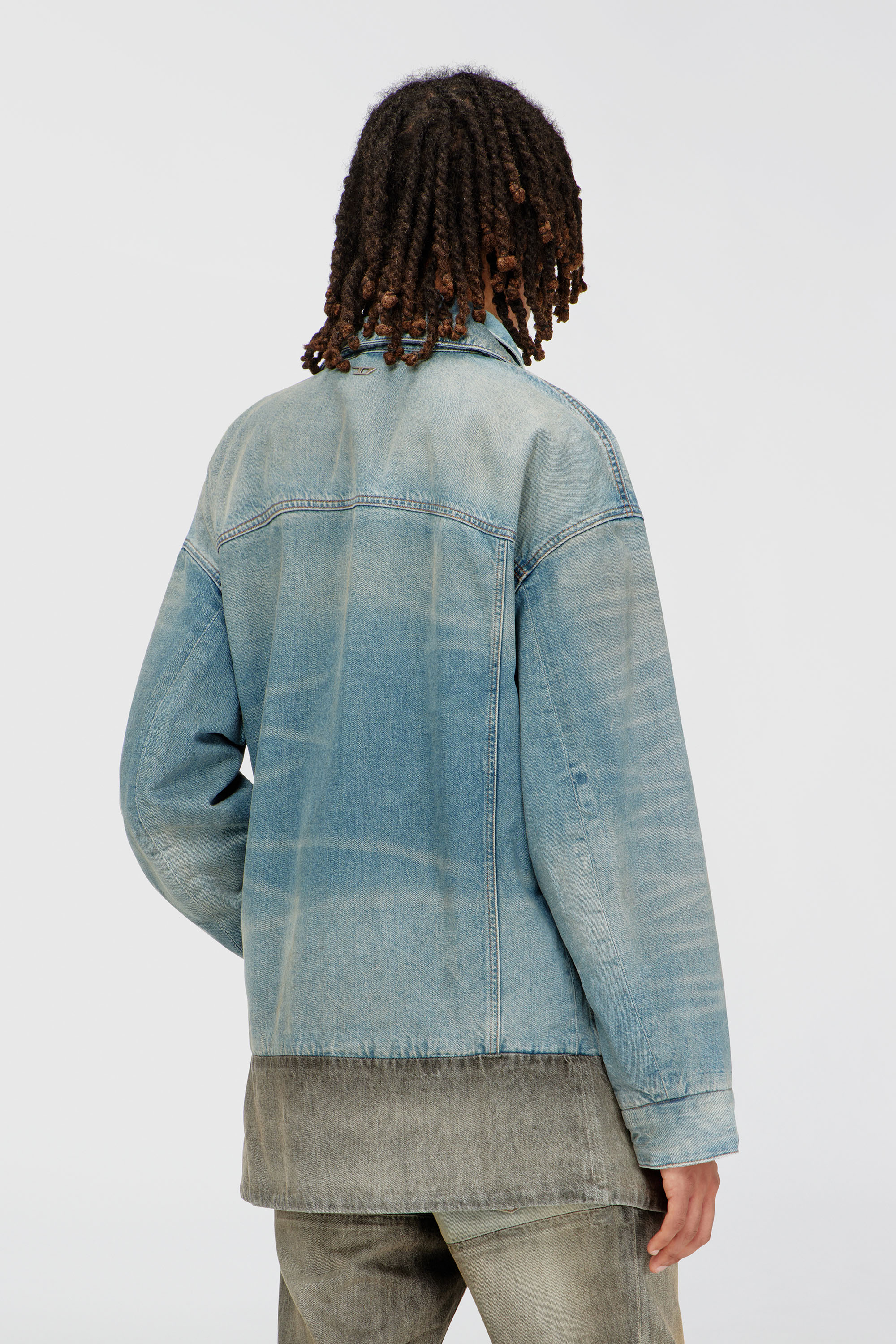 Diesel - D-ARI-S, Man's Denim jacket with contrast hem in Blue/Grey - 4