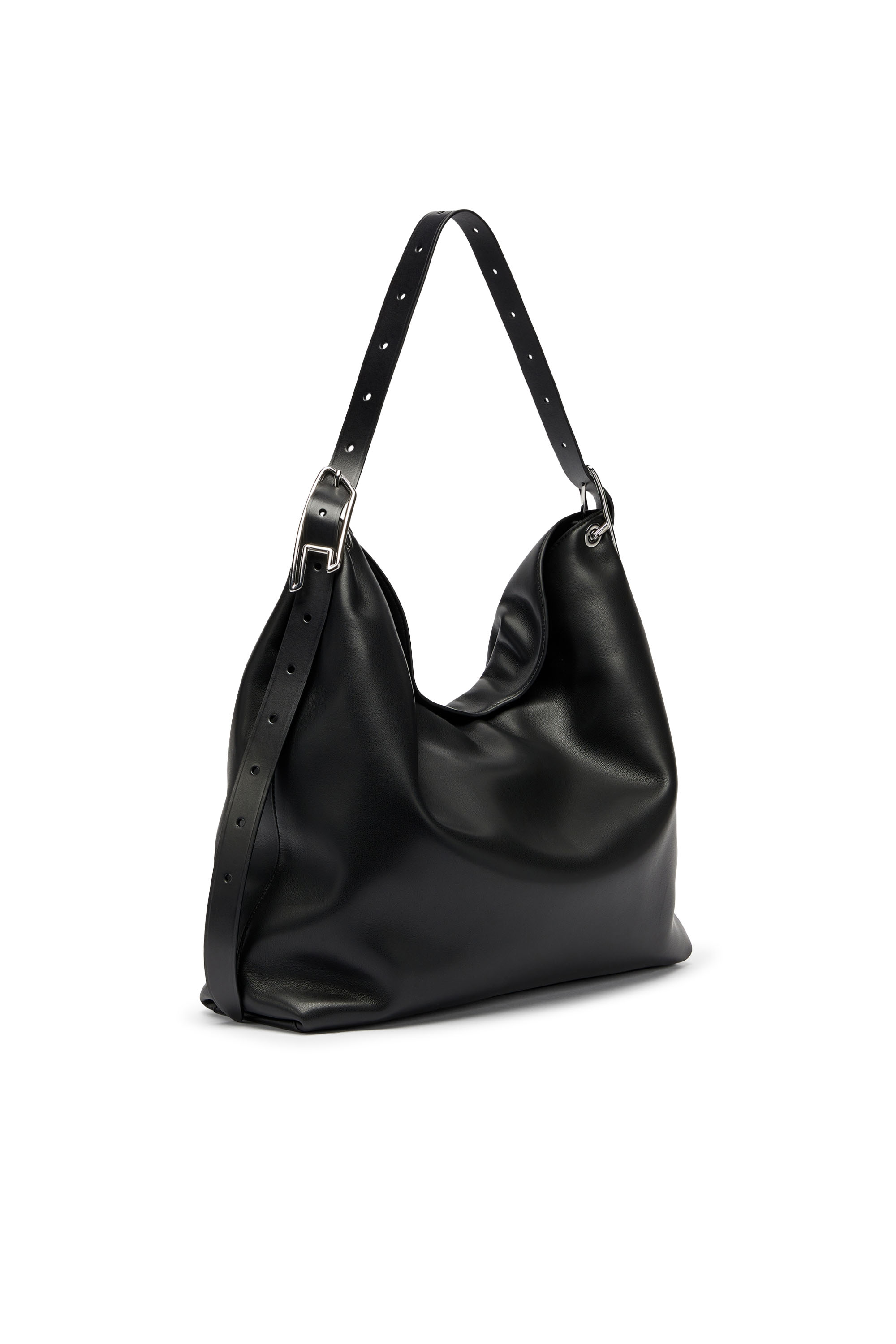 Diesel - D-LINE HOBO, Damen D-Line-Leder Hobo-Tasche in Schwarz - 7