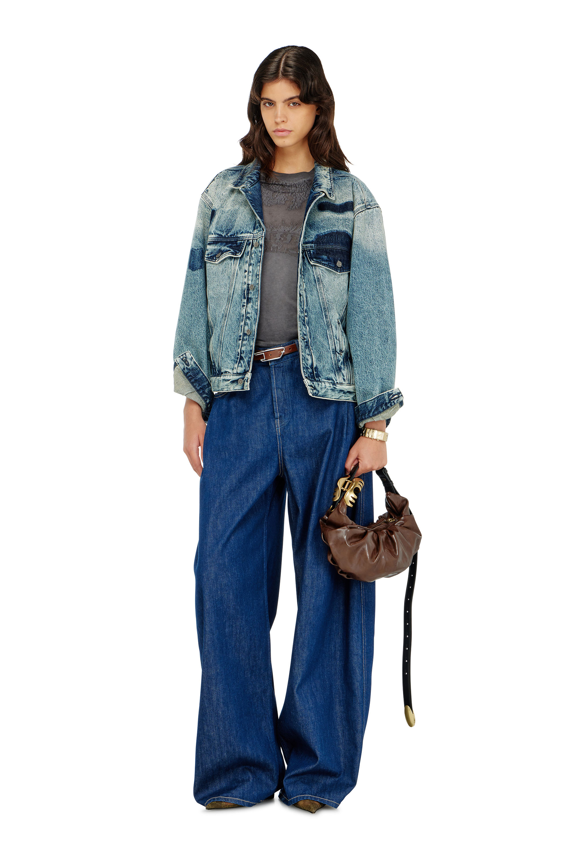 Diesel - D-DENVER-S2, Unisex Trucker-Jacke mit Patch-Effekten in Mittelblau - 2