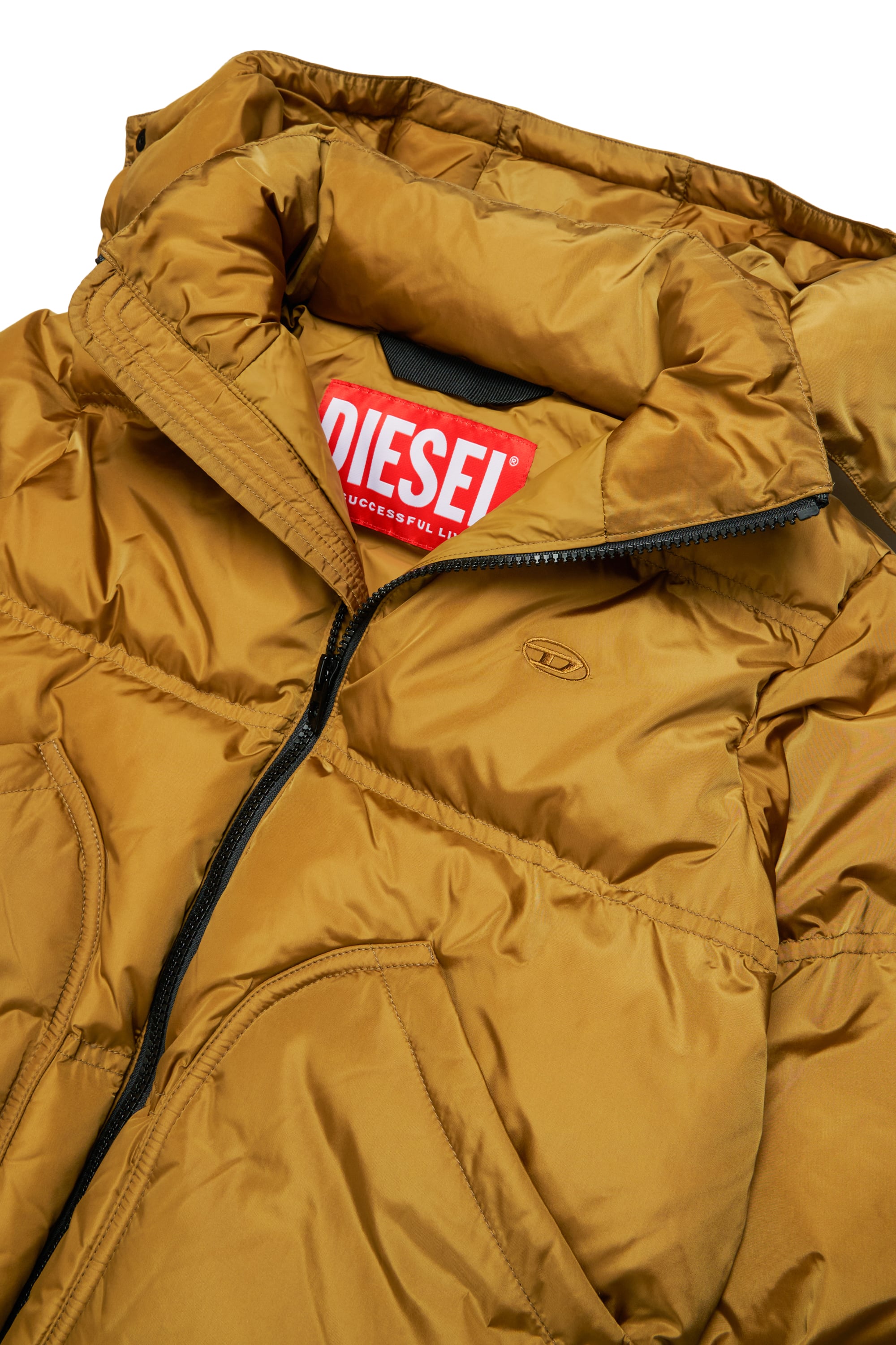 Diesel - JRIVON, Unisex Steppjacke mit Kapuze und oversized Taschen in Braun - 3