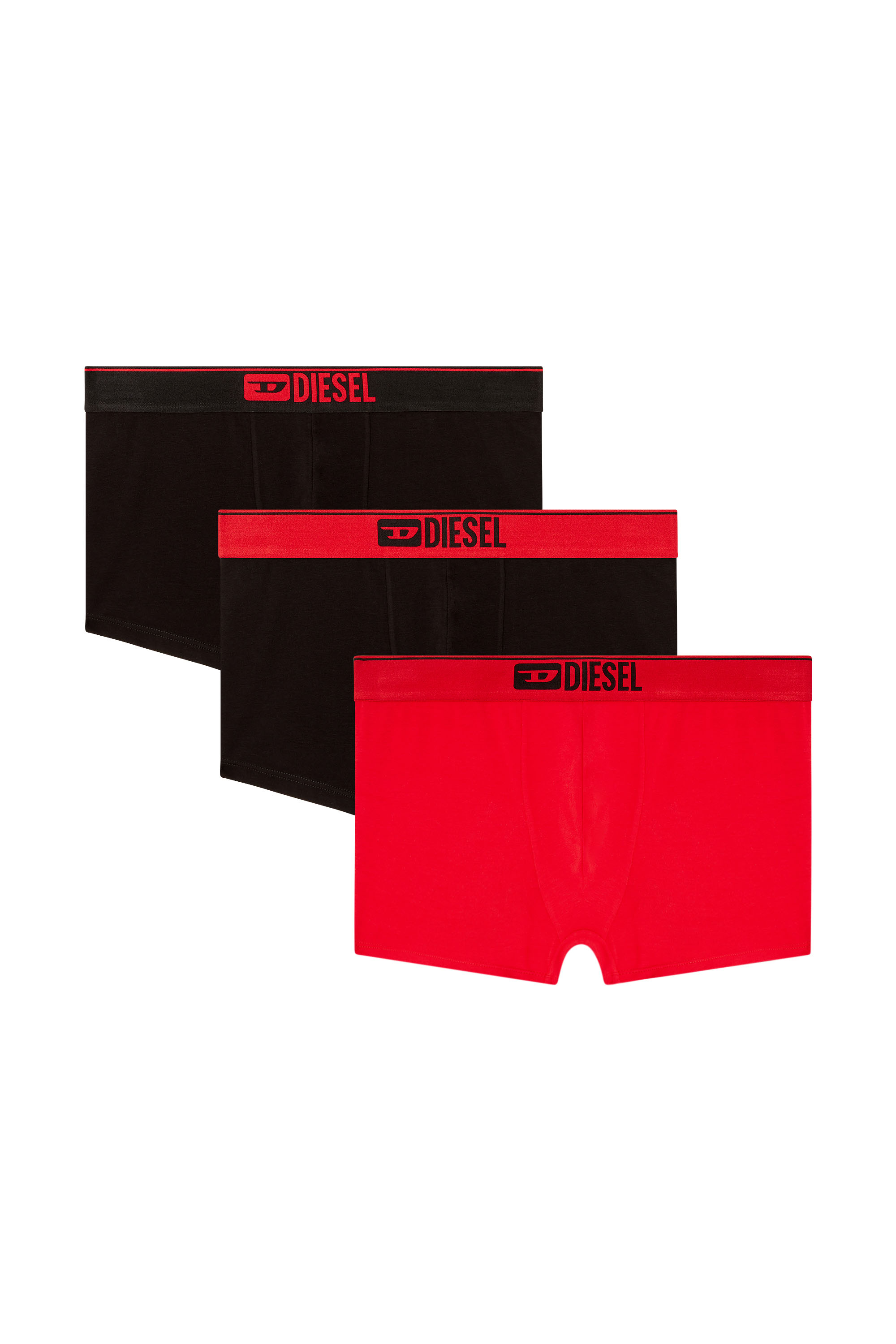 Diesel - UMBX-DAMIENTHREEPACK, Herren Einfarbige Retropants im Dreierpack in Rot/Schwarz - 1