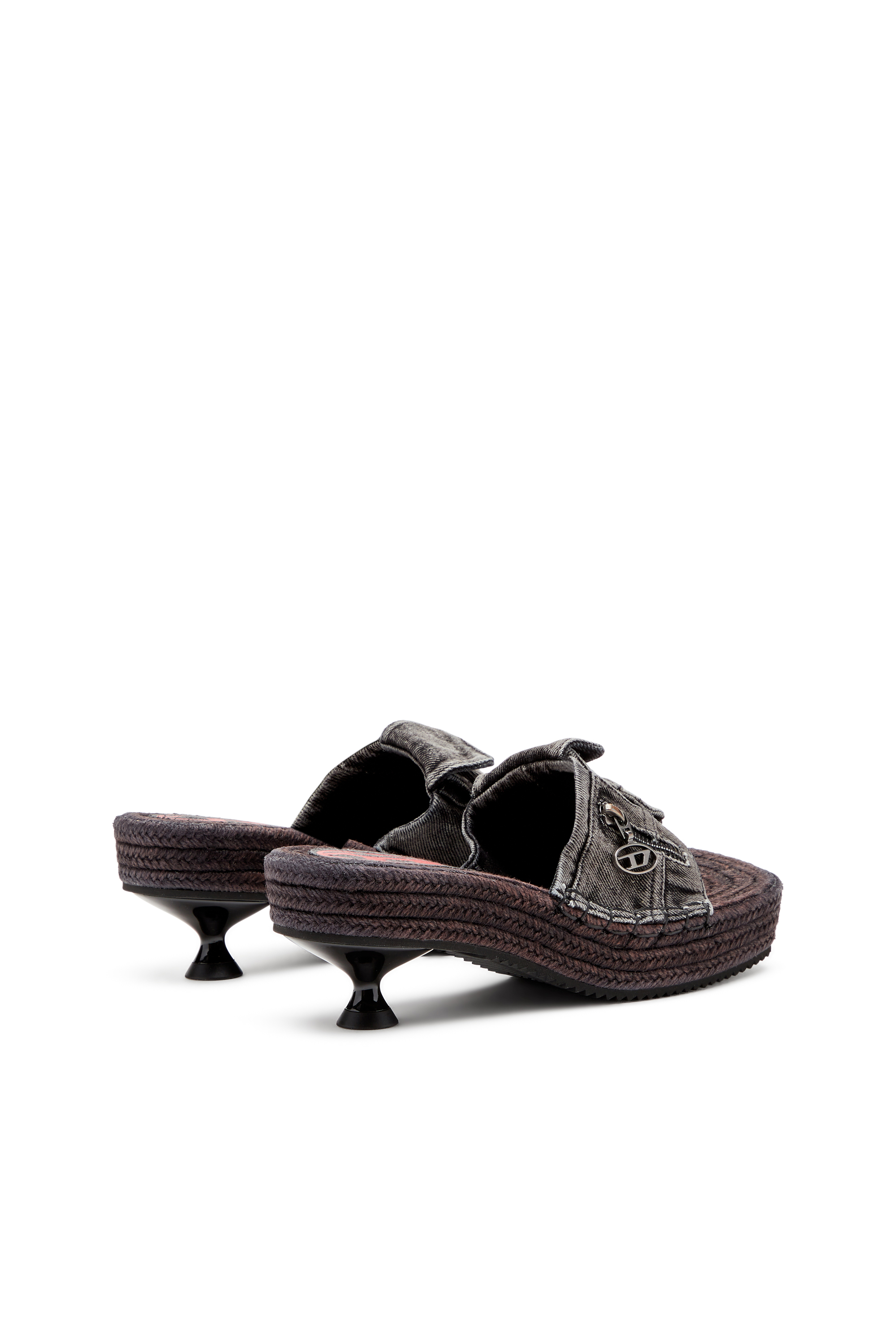 Diesel - D-IBIZA 40 PCK, Damen Espadrilles mit Absatz und Plateau aus Denim in Schwarz - 3