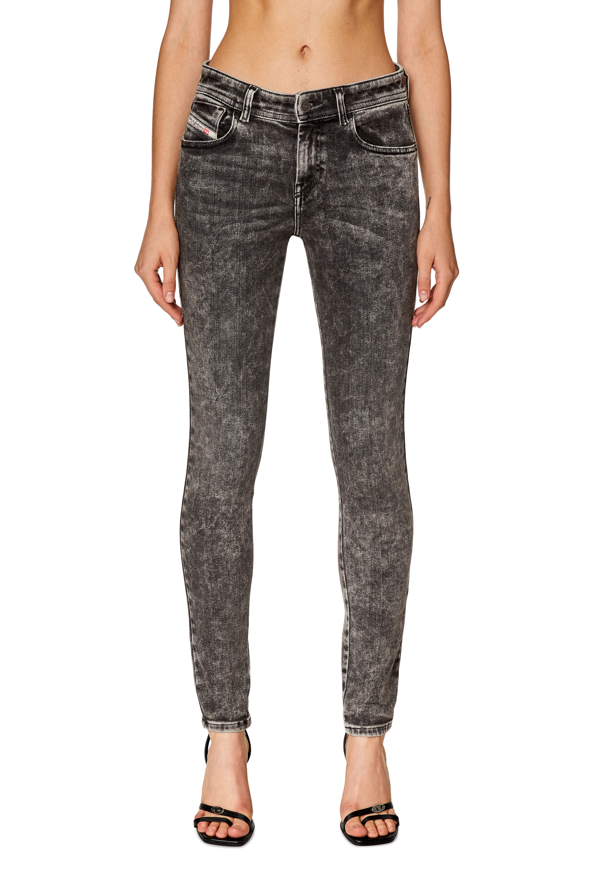 Diesel - Super skinny Jeans 2017 Slandy 09F80, Damen Super skinny Jeans - 2017 Slandy in Schwarz/Dunkelgrau - 3