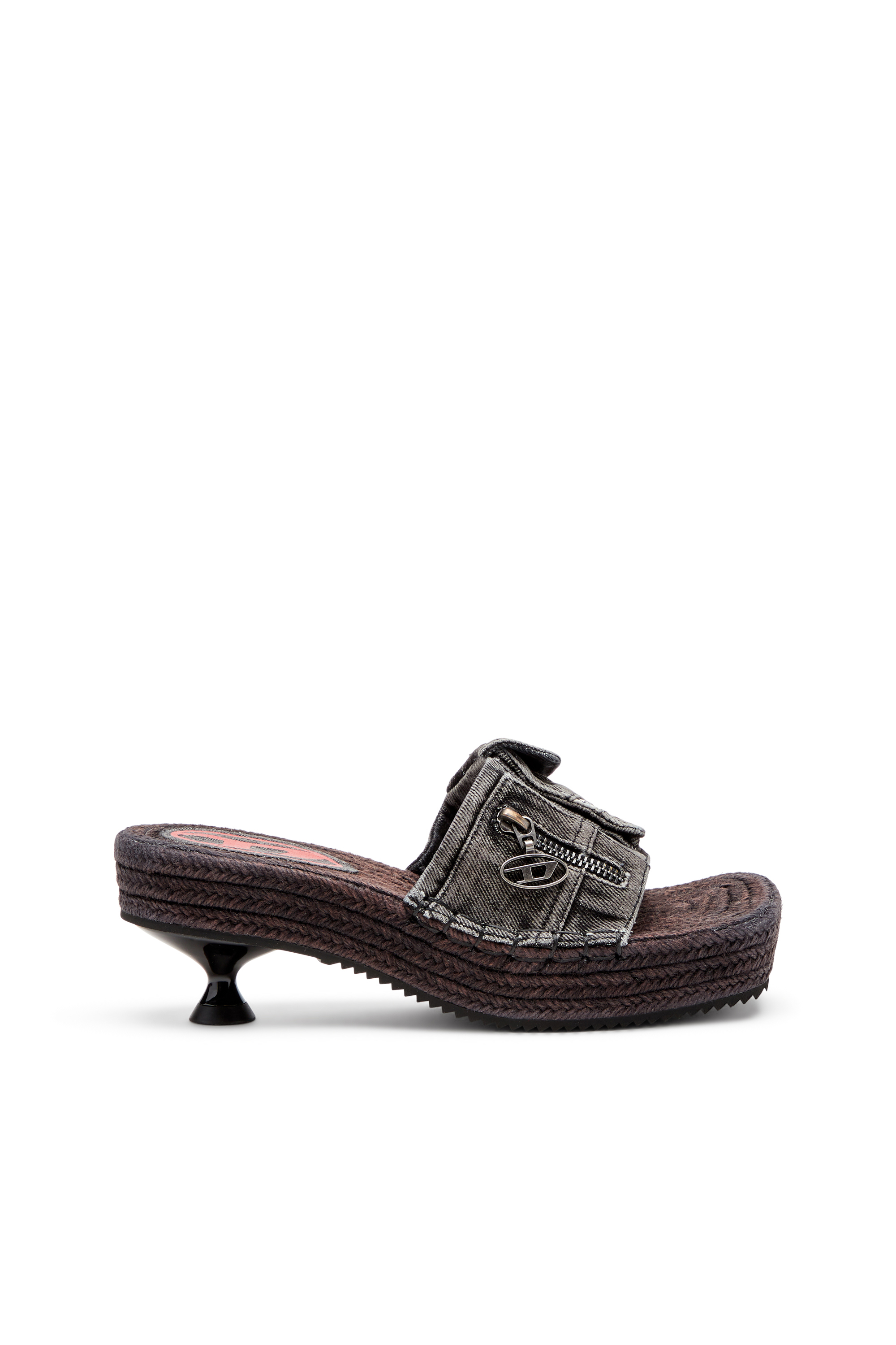 Diesel - D-IBIZA 40 PCK, Damen Espadrilles mit Absatz und Plateau aus Denim in Schwarz - 1