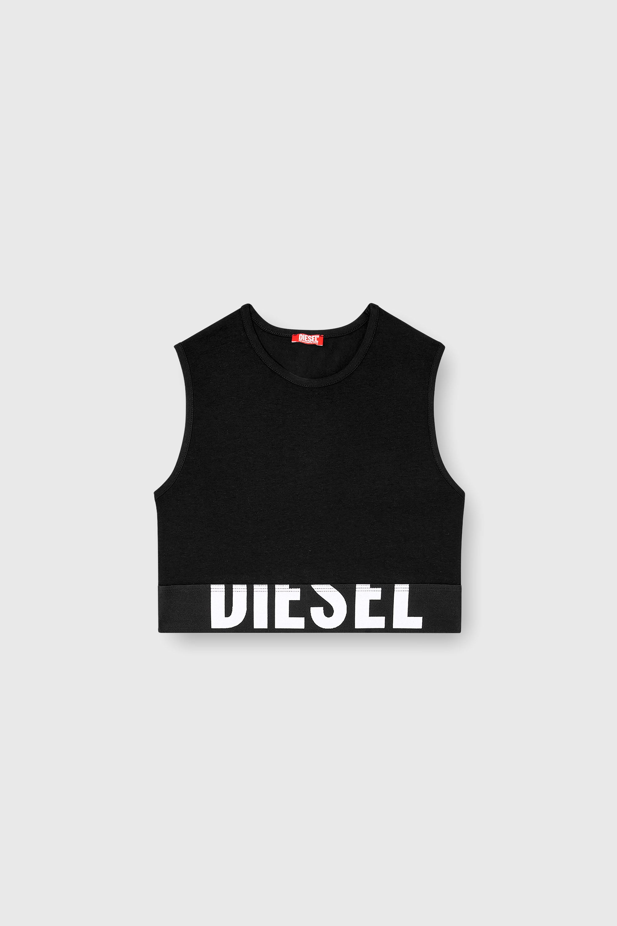 Diesel - ADA-D-POP, Damen Verk&uuml;rztes Tanktop mit Cut-off-Logo in Schwarz - 2