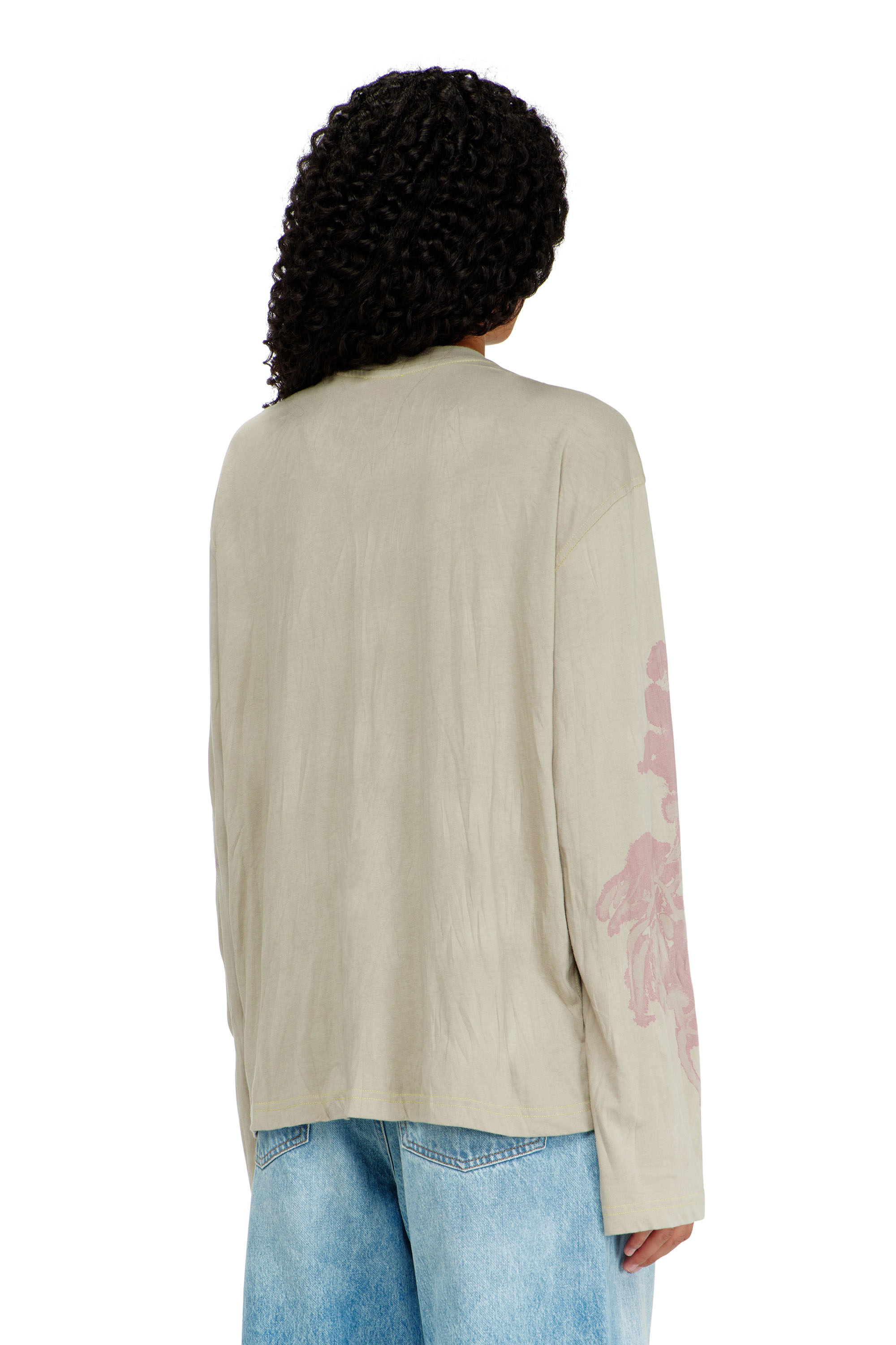 Diesel - T-HILARY-LS-AA1, Damen Langarmshirt aus Baumwolle mit Grafikprint in Beige - 4