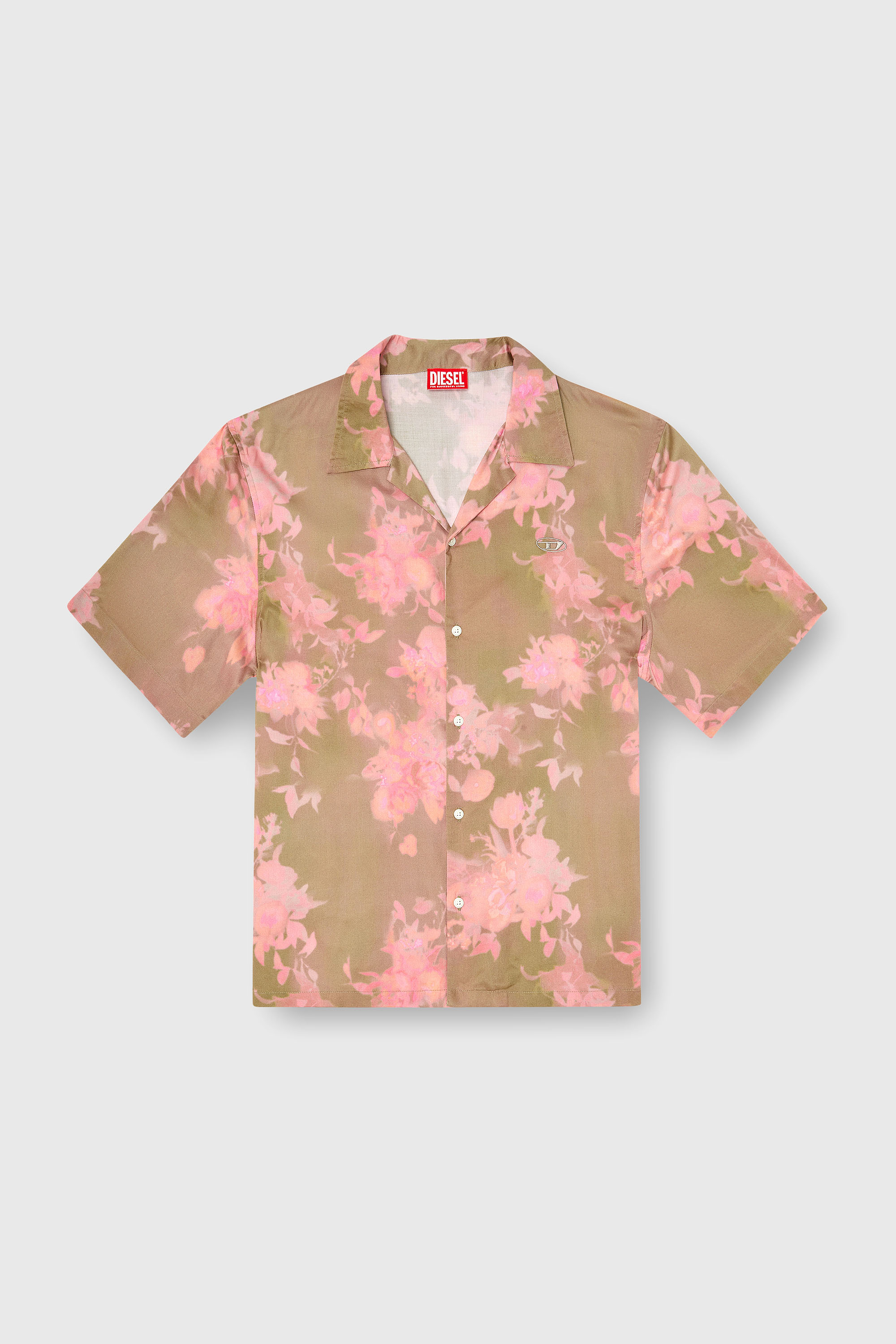 Diesel - S-BRAD-QMCE, Herren Lyocell-Hemd mit durchg&auml;ngigem Blumenmuster in Rosa/Braun - 2