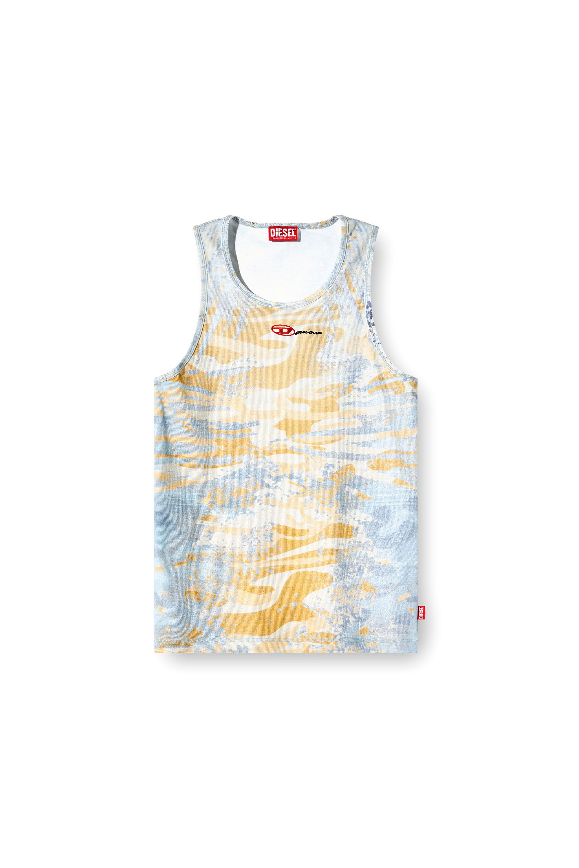 Diesel - T-LIFTY-DD, Unisex Camouflage-Tanktop aus Baumwollstretch in Blau/Gelb - 3