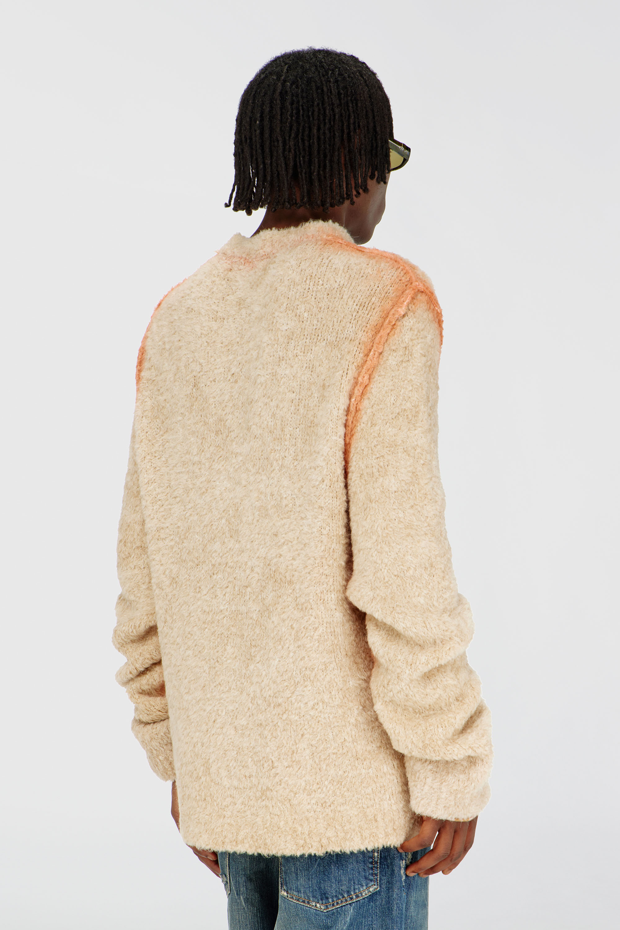 Diesel - K-RIMI, Herren Alpaca-Mix Pullover mit spraygef&auml;rbten N&auml;hten in Hellbraun - 4