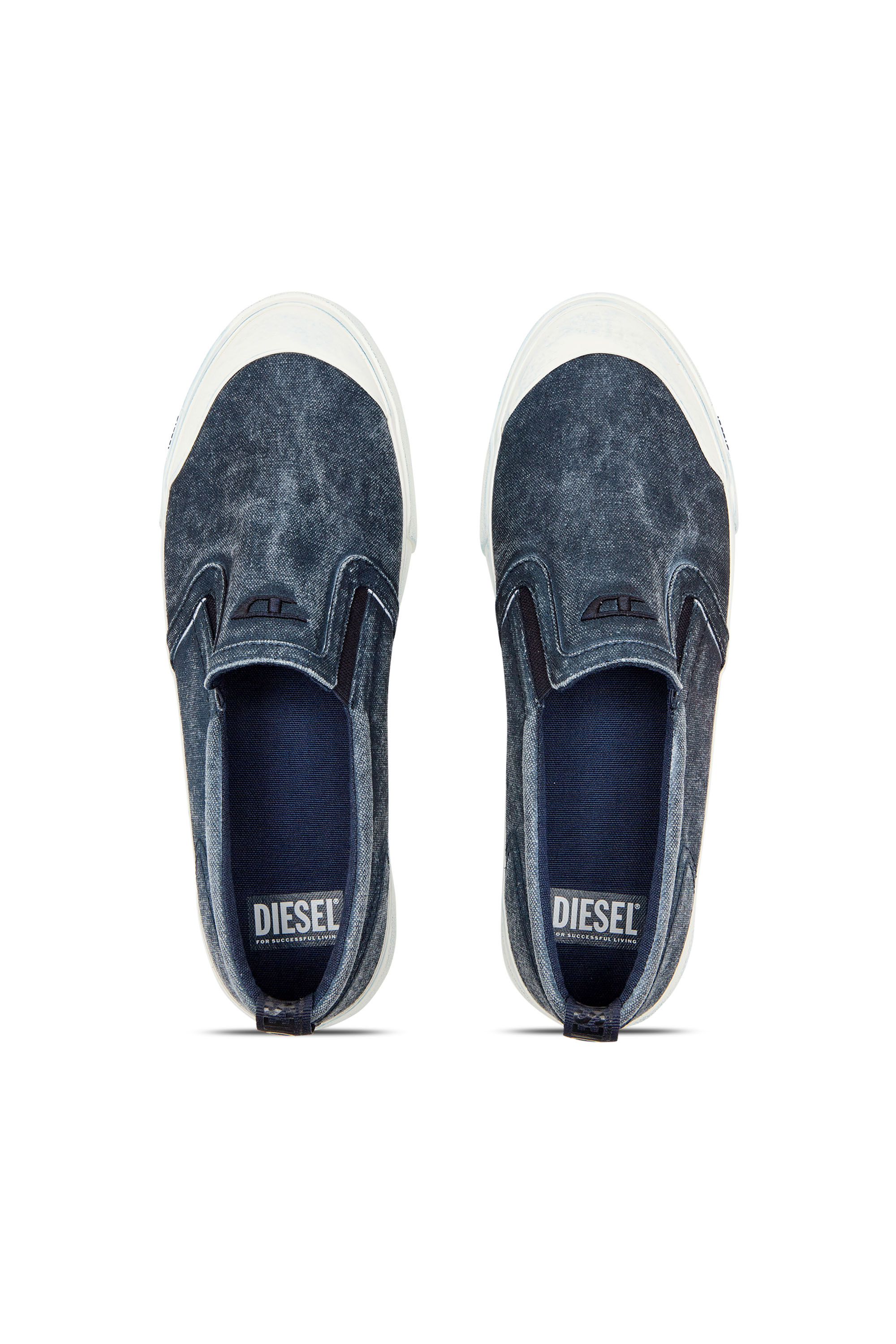 Diesel - S-ATHOS SLIP ON, Herren Slip-on-Sneakers aus Canvas mit D-Stickerei in Blau - Image 5