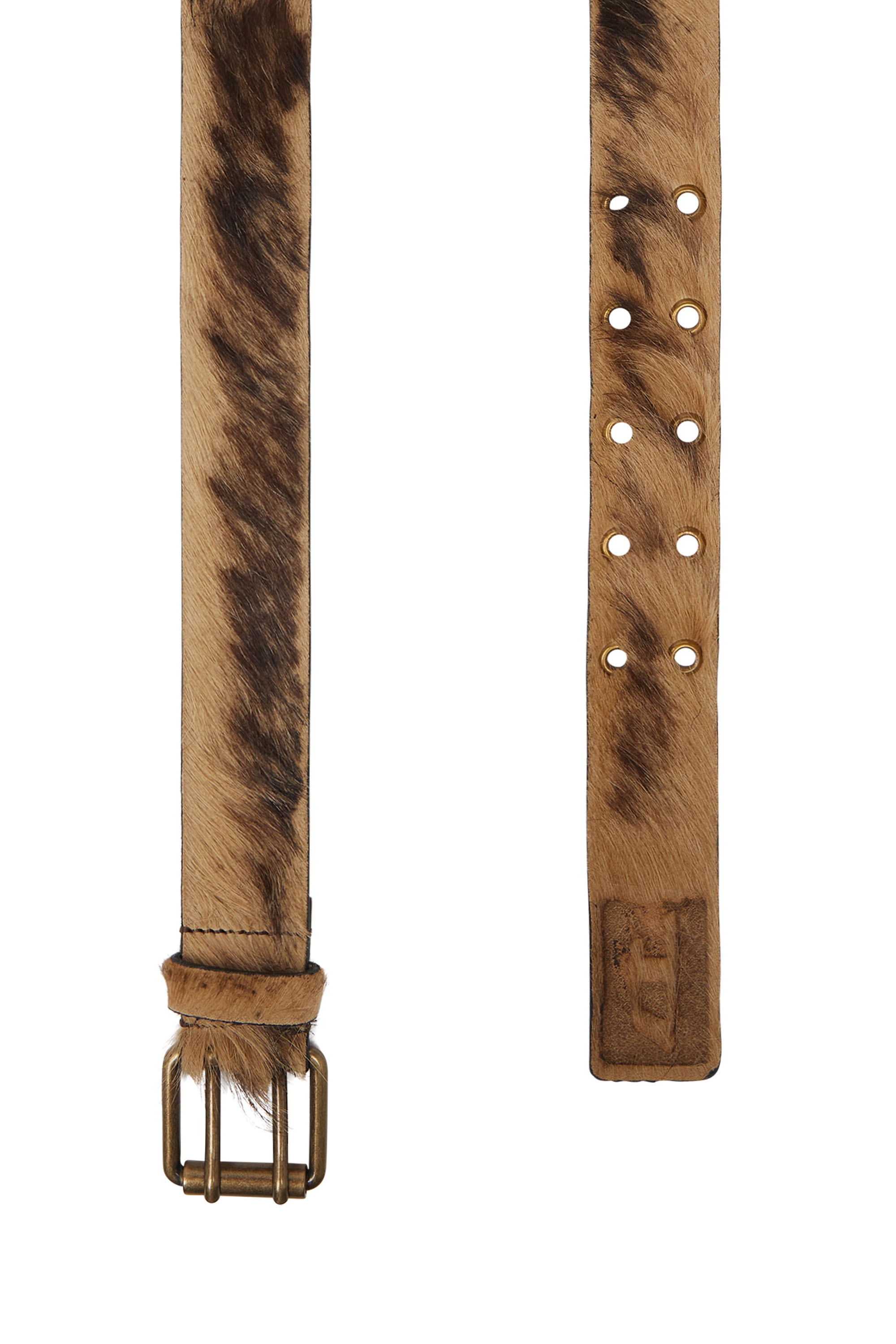 Diesel - B-FLAG-D, Unisex 4 cm breiter Gürtel aus Langhaar-Leder in Braun - 2