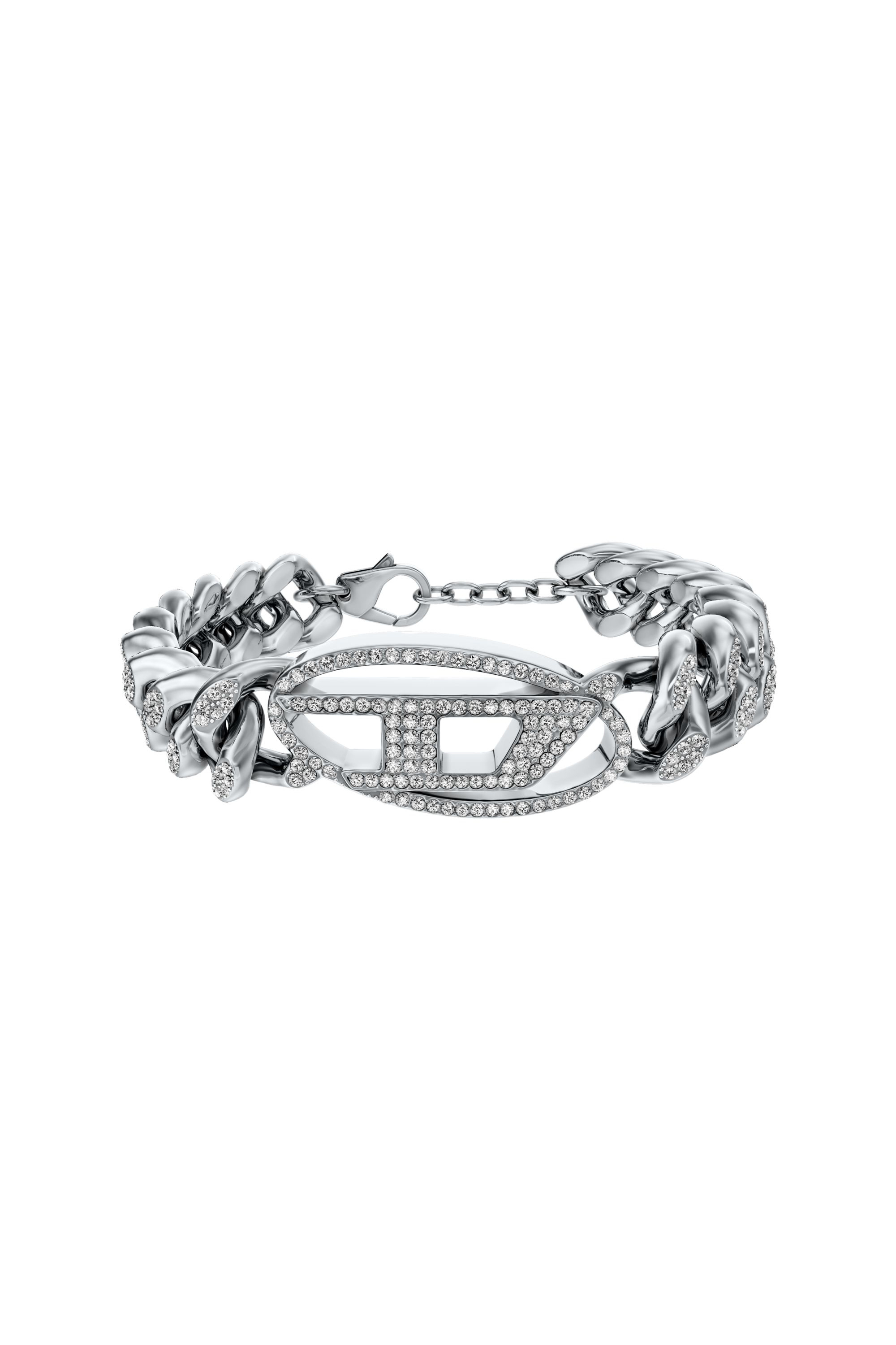 Diesel - DX1707040 JEWELLERY, Unisex Oval D glitz-Armband aus Edelstahl mit Kettengliedern in Silber - 1